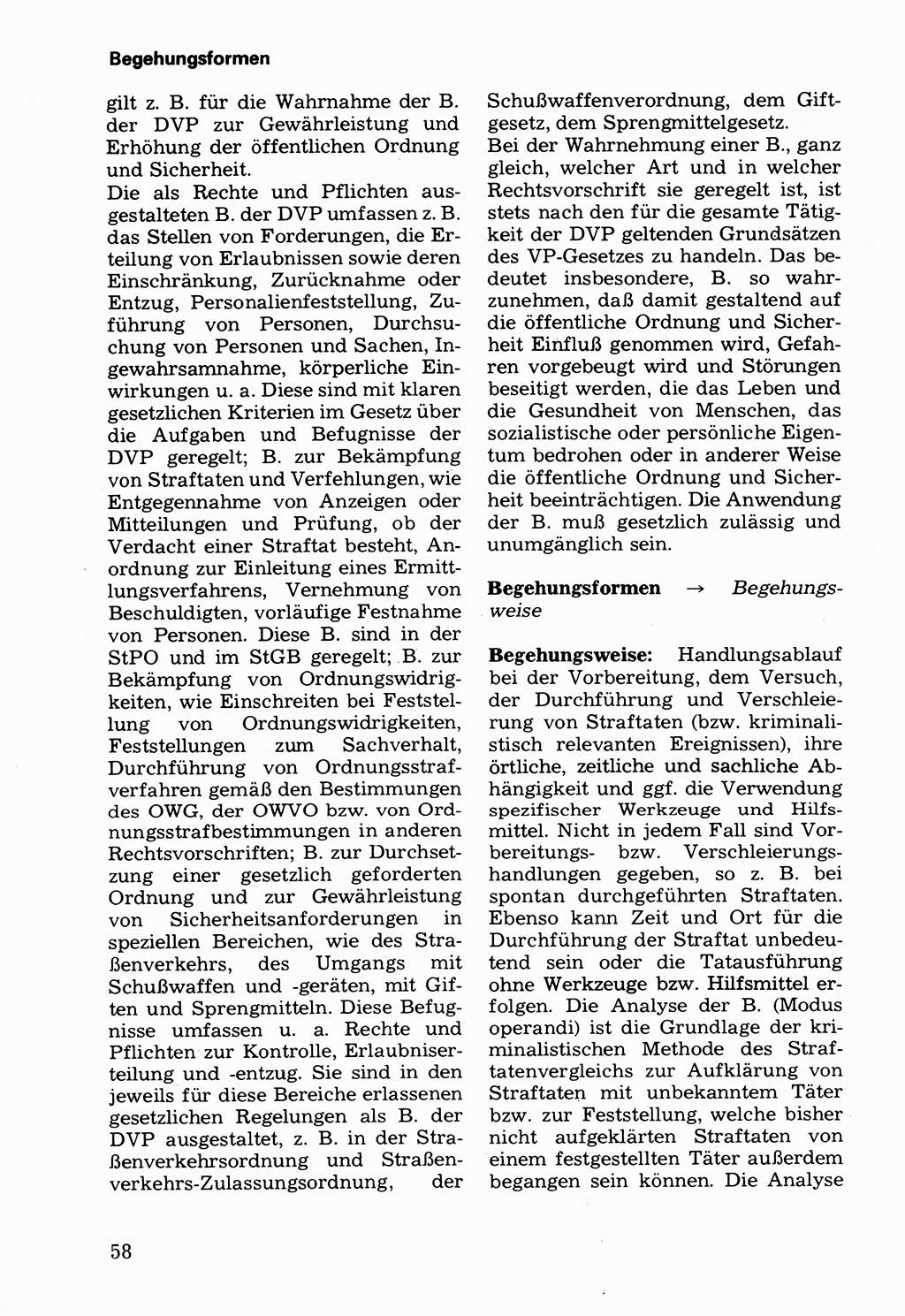 Wörterbuch der sozialistischen Kriminalistik [Deutsche Demokratische Republik (DDR)] 1981, Seite 58 (Wb. soz. Krim. DDR 1981, S. 58)