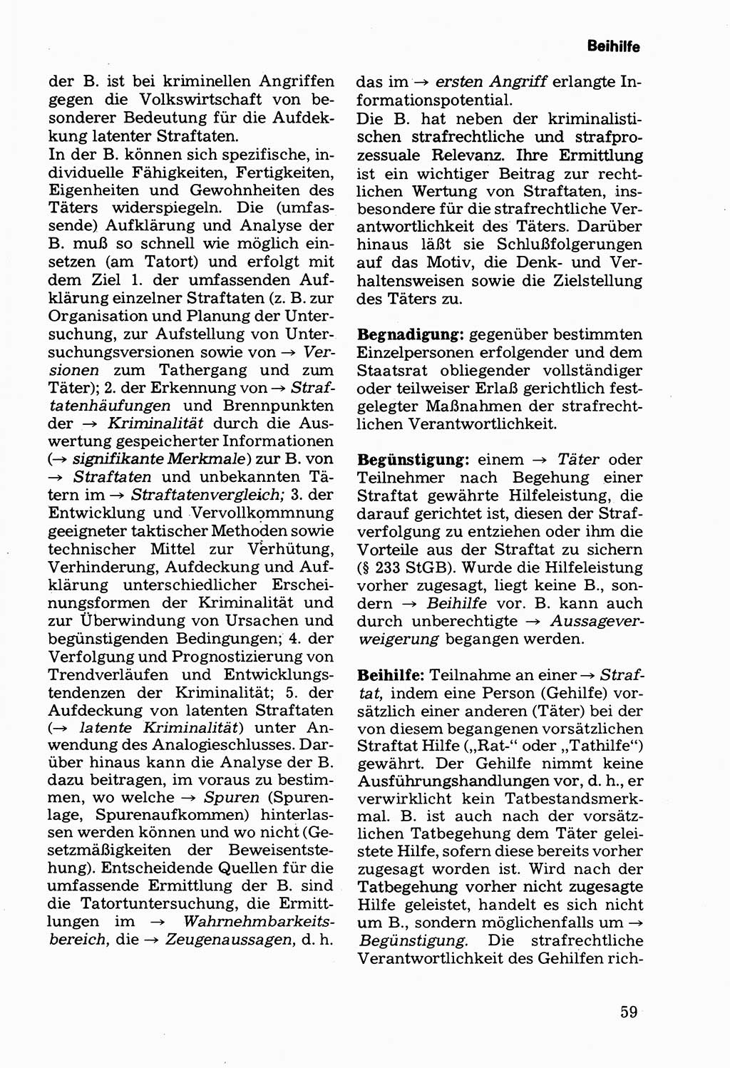 Wörterbuch der sozialistischen Kriminalistik [Deutsche Demokratische Republik (DDR)] 1981, Seite 59 (Wb. soz. Krim. DDR 1981, S. 59)
