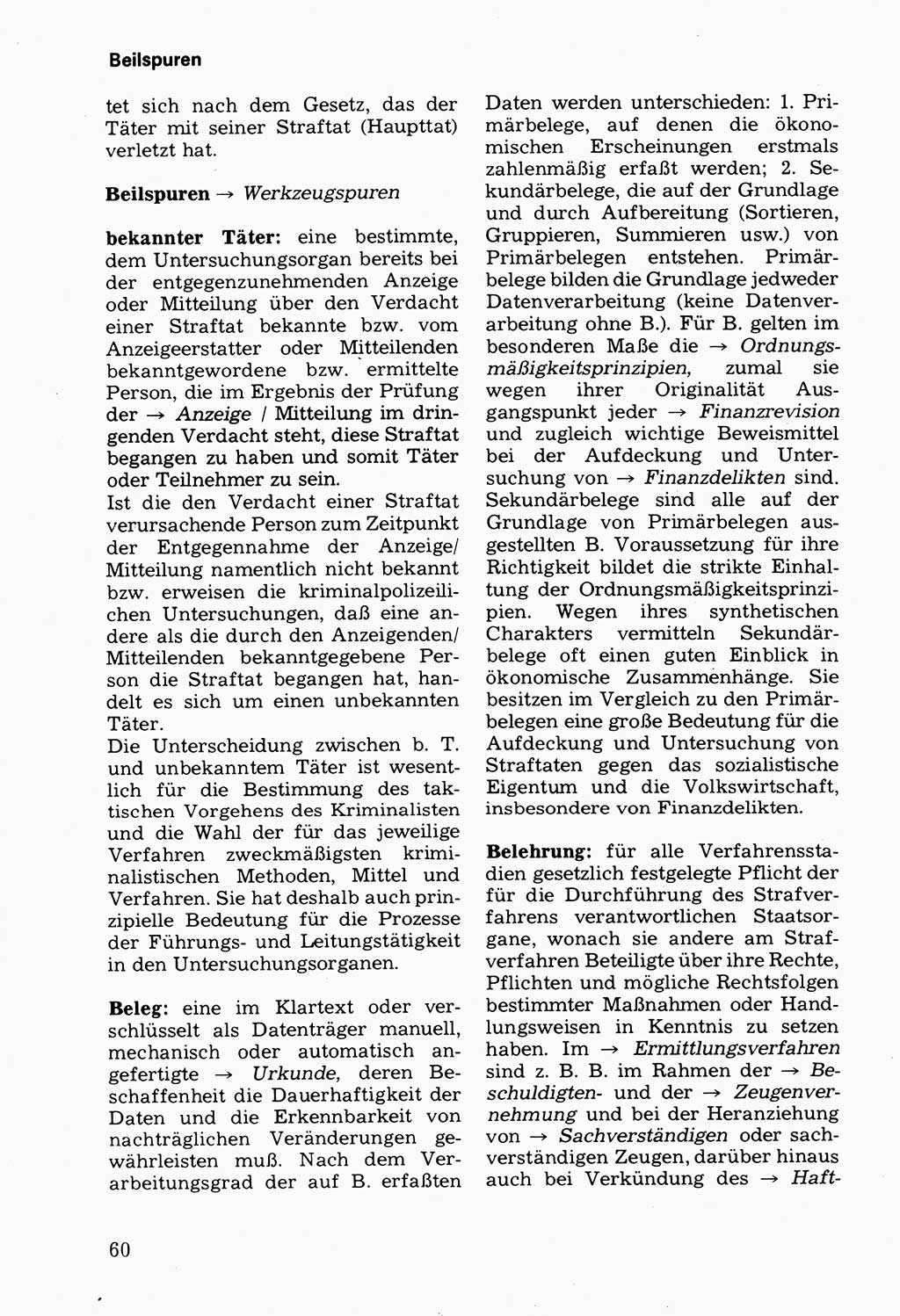 Wörterbuch der sozialistischen Kriminalistik [Deutsche Demokratische Republik (DDR)] 1981, Seite 60 (Wb. soz. Krim. DDR 1981, S. 60)