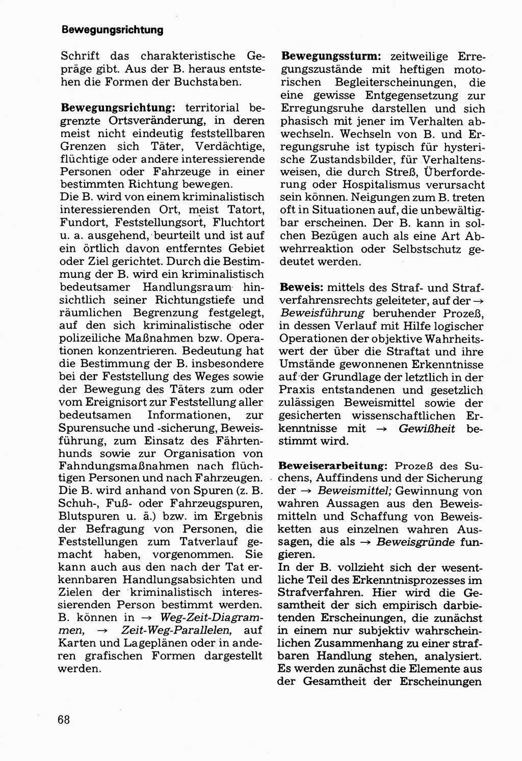 Wörterbuch der sozialistischen Kriminalistik [Deutsche Demokratische Republik (DDR)] 1981, Seite 68 (Wb. soz. Krim. DDR 1981, S. 68)
