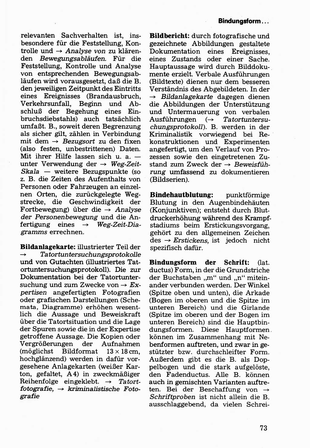 Wörterbuch der sozialistischen Kriminalistik [Deutsche Demokratische Republik (DDR)] 1981, Seite 73 (Wb. soz. Krim. DDR 1981, S. 73)