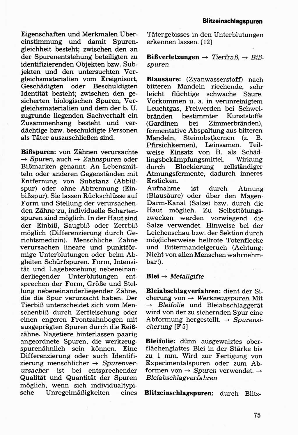 Wörterbuch der sozialistischen Kriminalistik [Deutsche Demokratische Republik (DDR)] 1981, Seite 75 (Wb. soz. Krim. DDR 1981, S. 75)