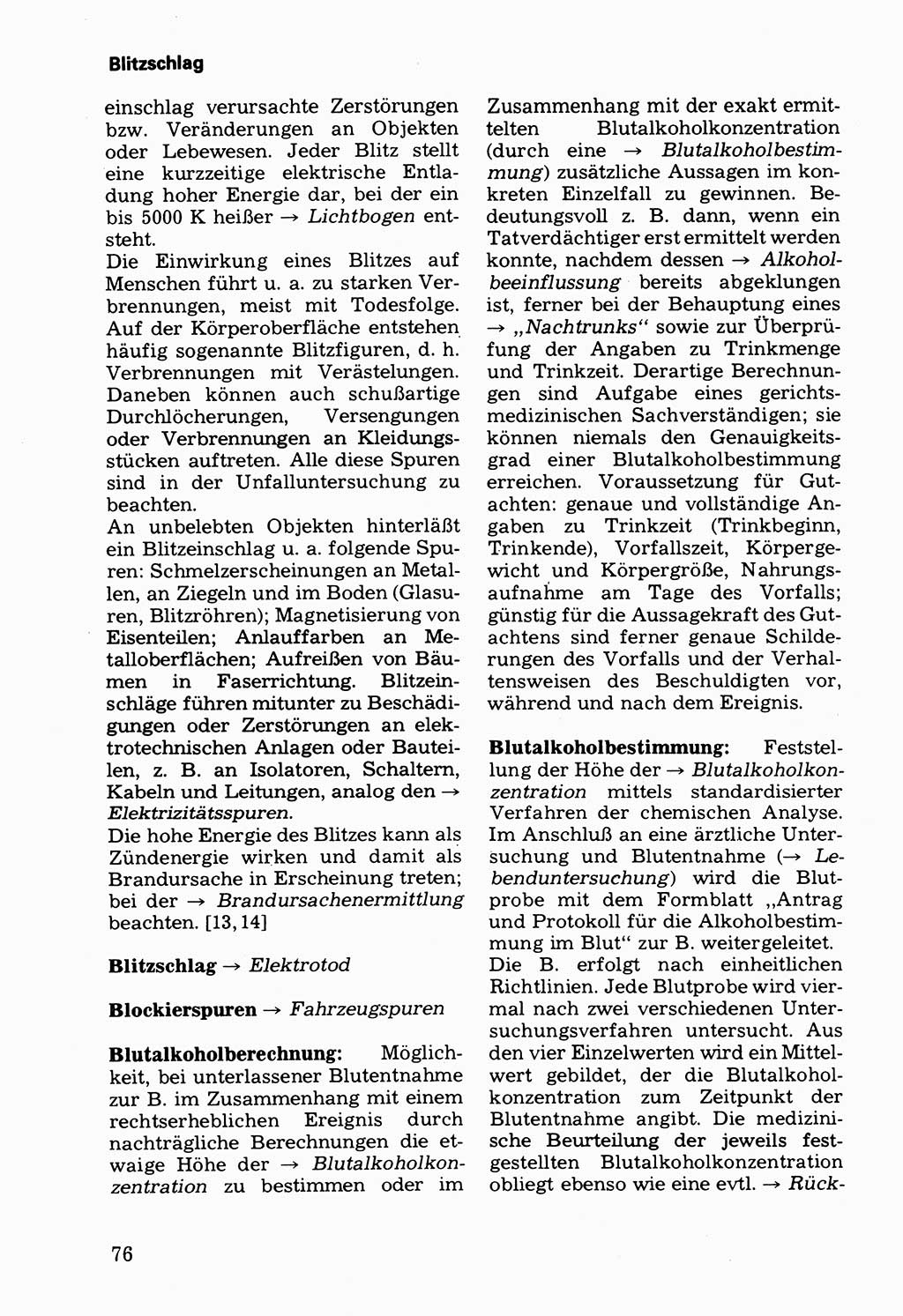 Wörterbuch der sozialistischen Kriminalistik [Deutsche Demokratische Republik (DDR)] 1981, Seite 76 (Wb. soz. Krim. DDR 1981, S. 76)
