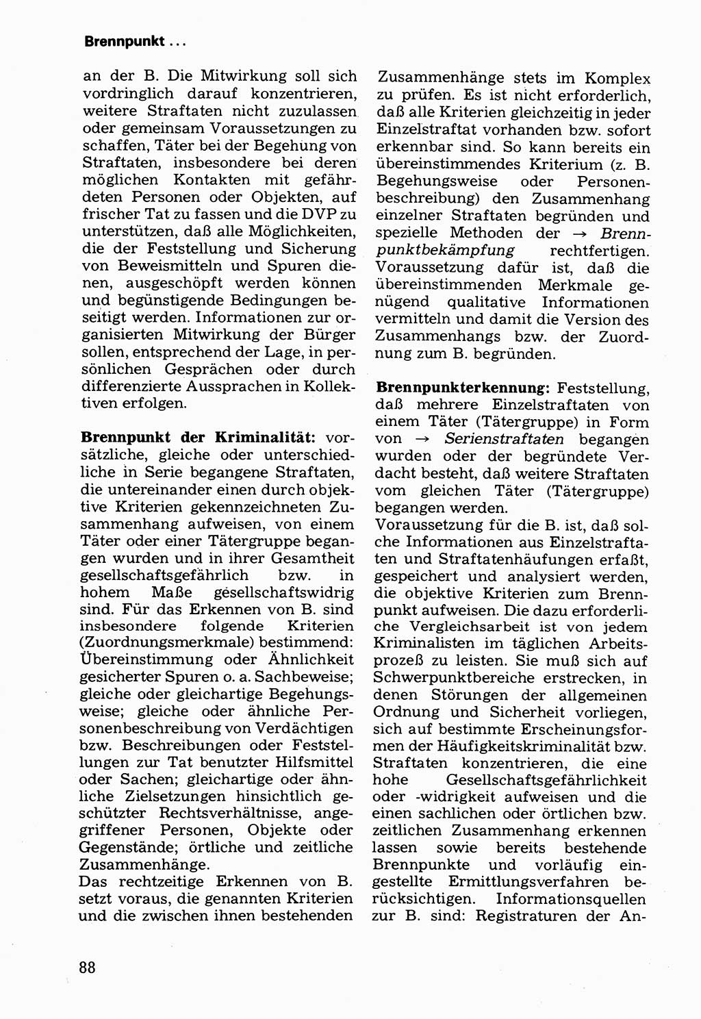 Wörterbuch der sozialistischen Kriminalistik [Deutsche Demokratische Republik (DDR)] 1981, Seite 88 (Wb. soz. Krim. DDR 1981, S. 88)