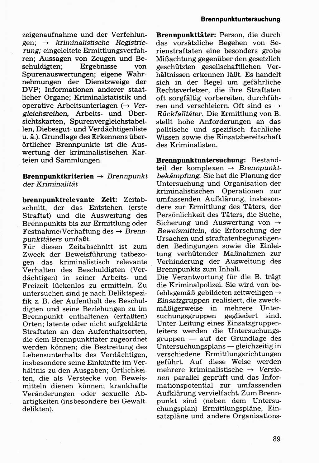 Wörterbuch der sozialistischen Kriminalistik [Deutsche Demokratische Republik (DDR)] 1981, Seite 89 (Wb. soz. Krim. DDR 1981, S. 89)