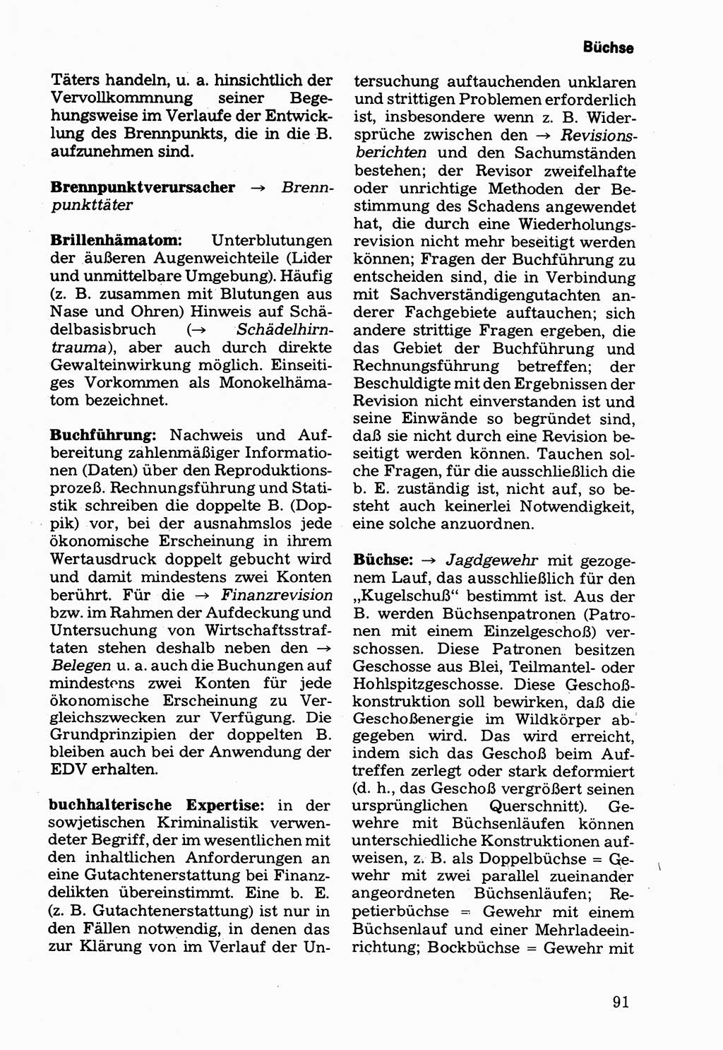 Wörterbuch der sozialistischen Kriminalistik [Deutsche Demokratische Republik (DDR)] 1981, Seite 91 (Wb. soz. Krim. DDR 1981, S. 91)