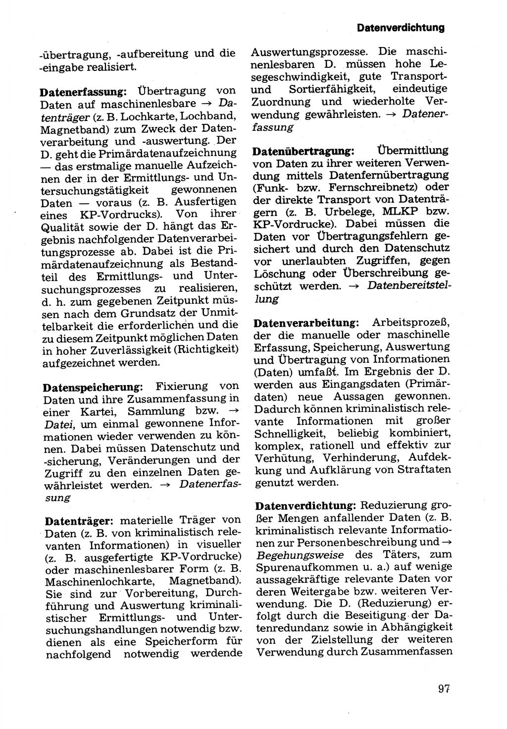Wörterbuch der sozialistischen Kriminalistik [Deutsche Demokratische Republik (DDR)] 1981, Seite 97 (Wb. soz. Krim. DDR 1981, S. 97)