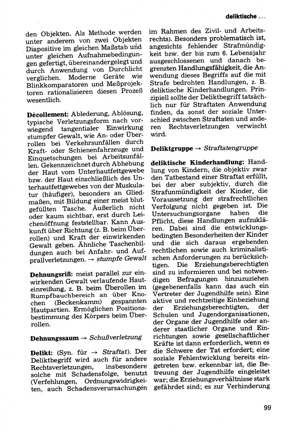 Wörterbuch der sozialistischen Kriminalistik [Deutsche Demokratische Republik (DDR)] 1981, Seite 99 (Wb. soz. Krim. DDR 1981, S. 99)