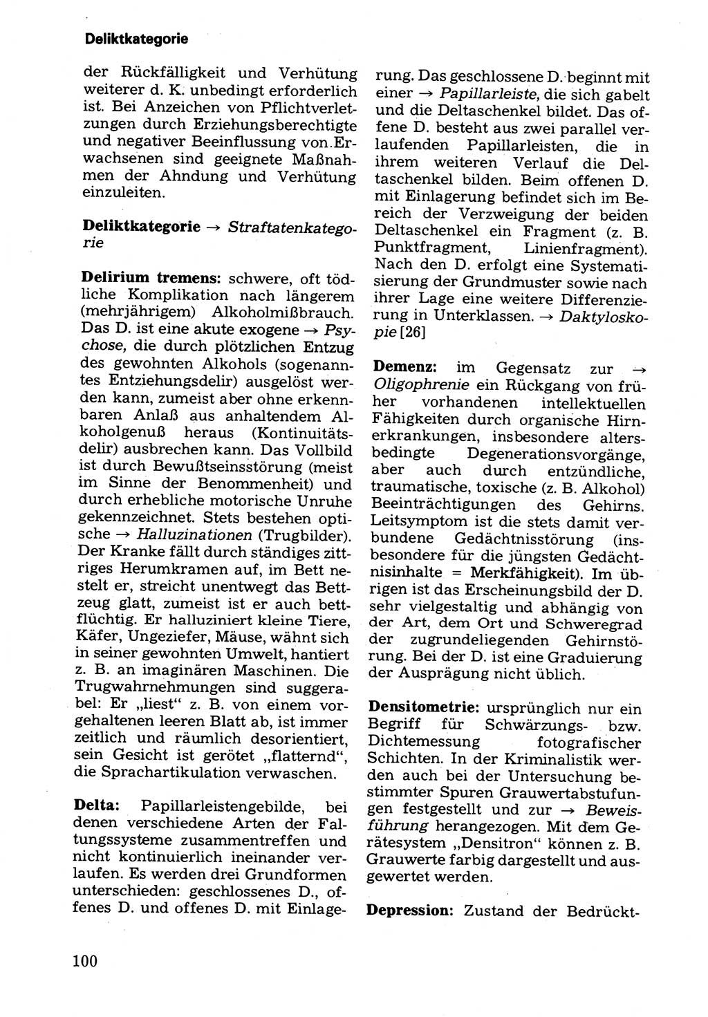 Wörterbuch der sozialistischen Kriminalistik [Deutsche Demokratische Republik (DDR)] 1981, Seite 100 (Wb. soz. Krim. DDR 1981, S. 100)
