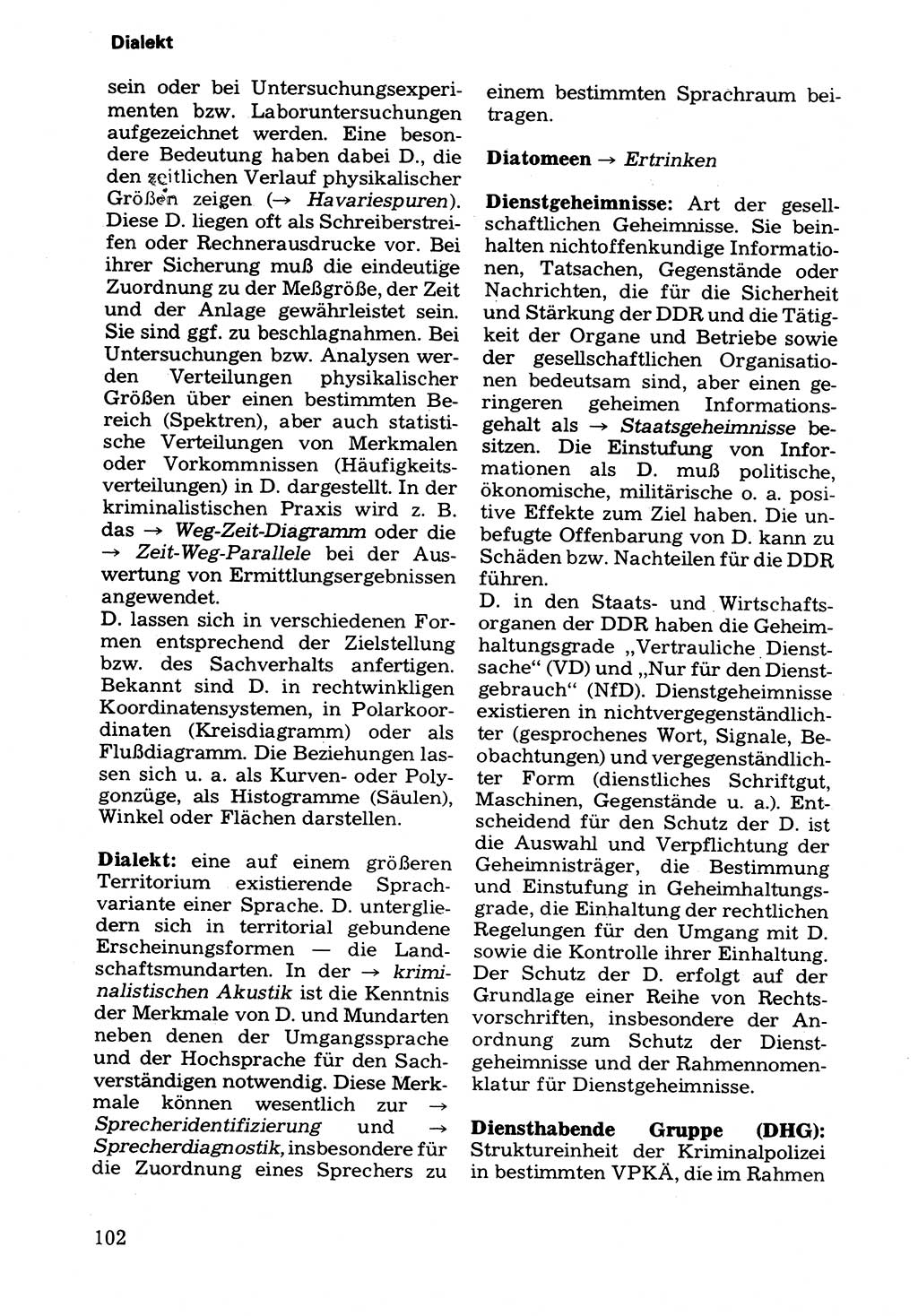 Wörterbuch der sozialistischen Kriminalistik [Deutsche Demokratische Republik (DDR)] 1981, Seite 102 (Wb. soz. Krim. DDR 1981, S. 102)