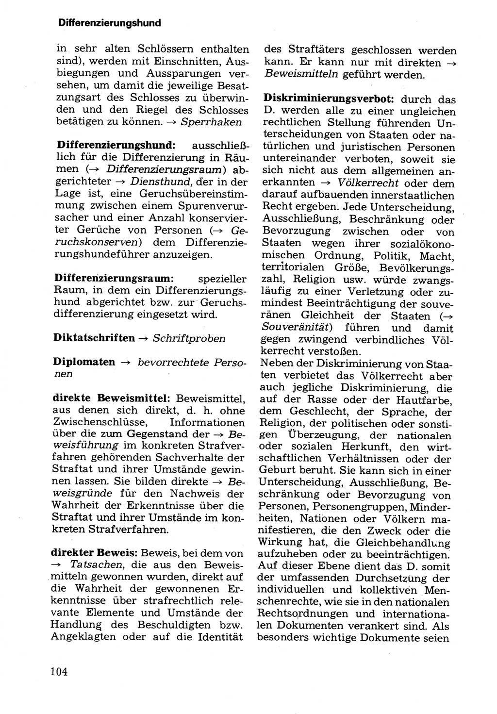 Wörterbuch der sozialistischen Kriminalistik [Deutsche Demokratische Republik (DDR)] 1981, Seite 104 (Wb. soz. Krim. DDR 1981, S. 104)