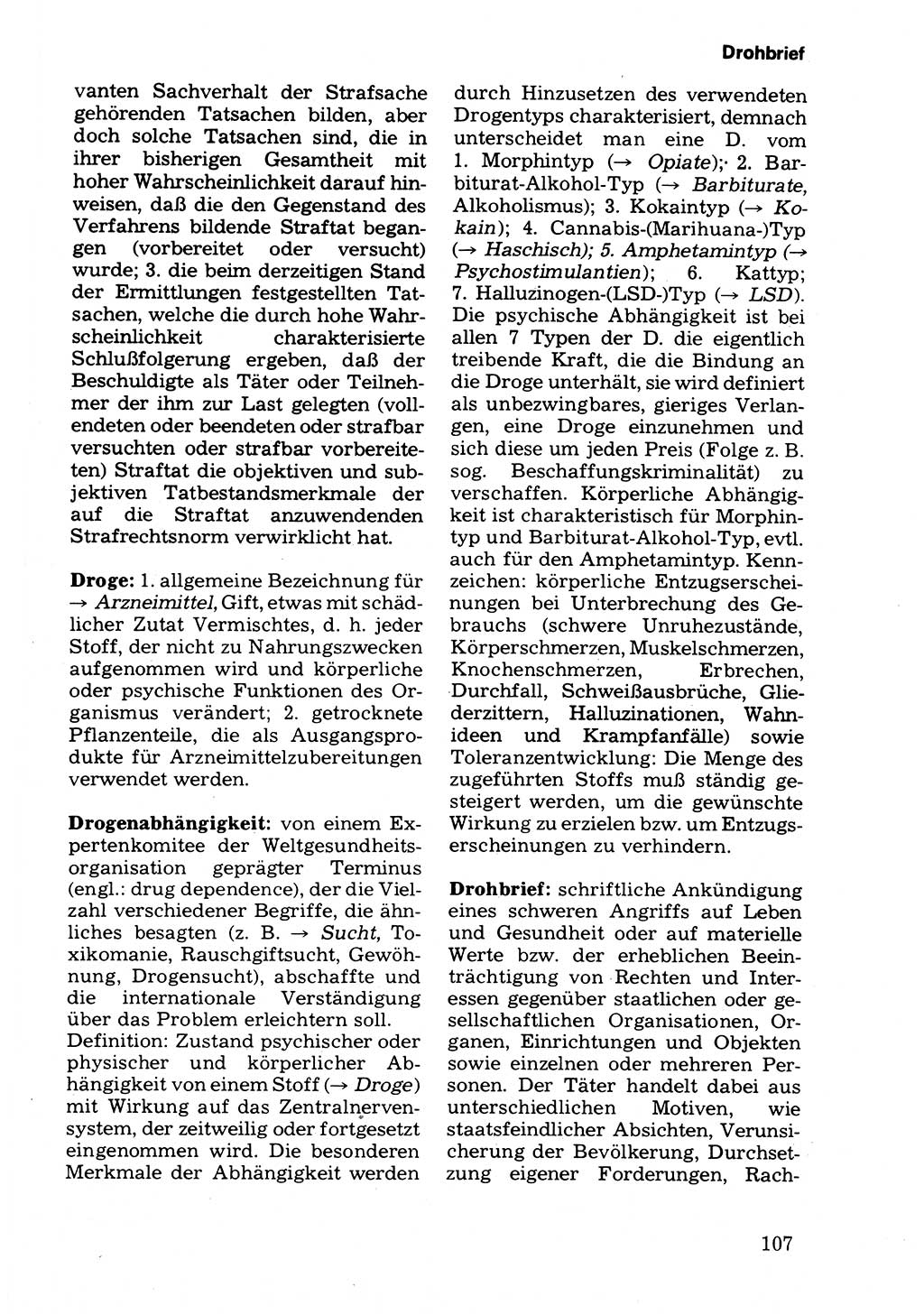 Wörterbuch der sozialistischen Kriminalistik [Deutsche Demokratische Republik (DDR)] 1981, Seite 107 (Wb. soz. Krim. DDR 1981, S. 107)