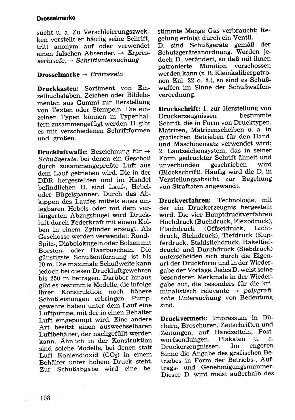 Wörterbuch der sozialistischen Kriminalistik [Deutsche Demokratische Republik (DDR)] 1981, Seite 108 (Wb. soz. Krim. DDR 1981, S. 108)