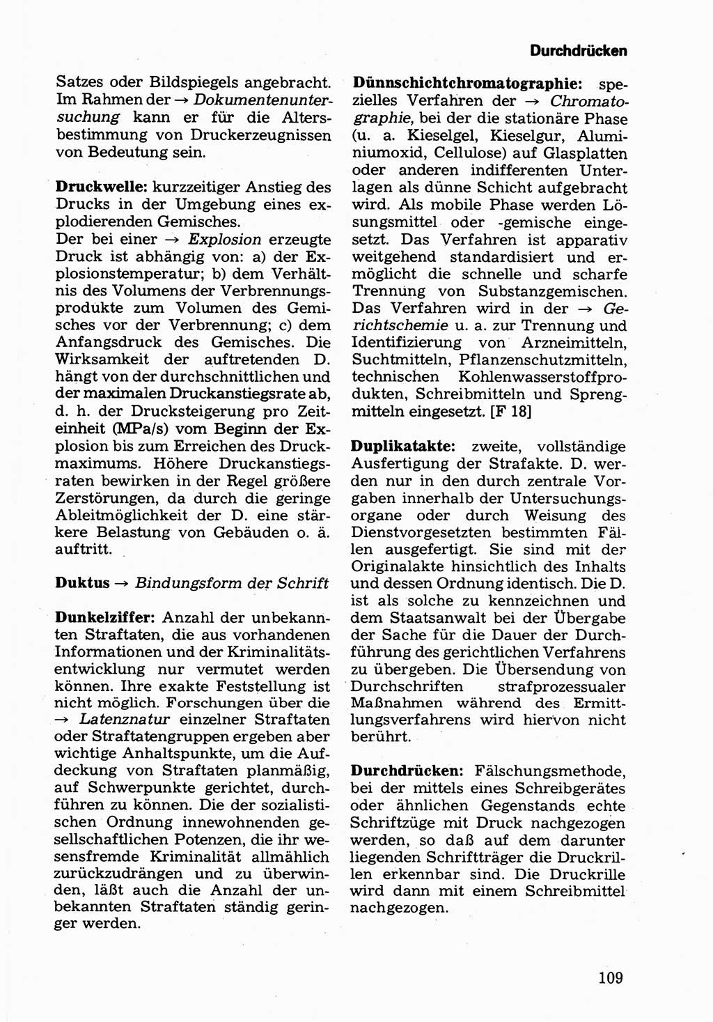 Wörterbuch der sozialistischen Kriminalistik [Deutsche Demokratische Republik (DDR)] 1981, Seite 109 (Wb. soz. Krim. DDR 1981, S. 109)