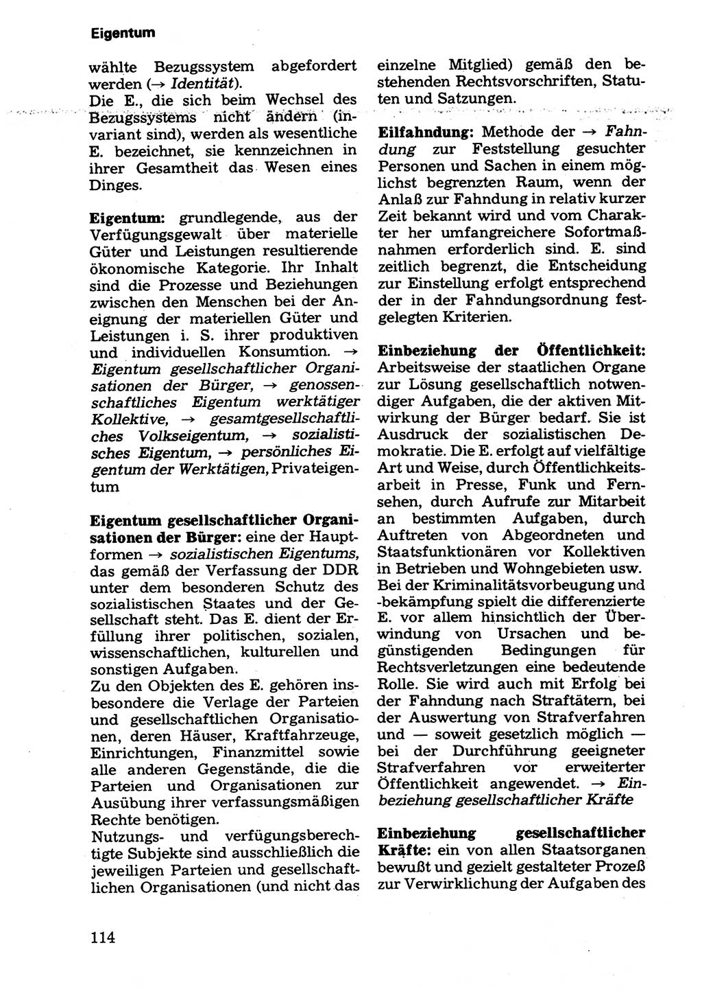 Wörterbuch der sozialistischen Kriminalistik [Deutsche Demokratische Republik (DDR)] 1981, Seite 114 (Wb. soz. Krim. DDR 1981, S. 114)