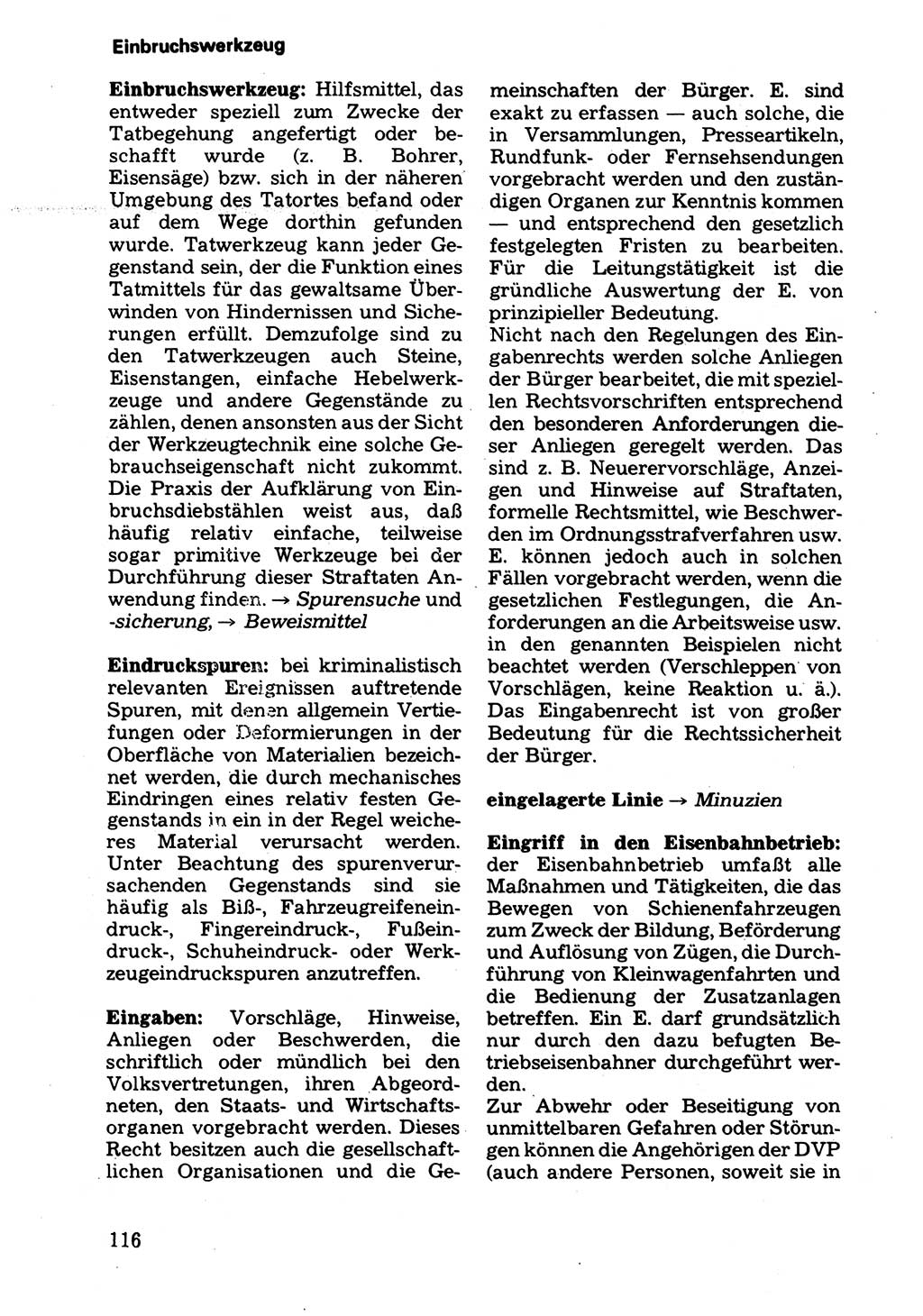 Wörterbuch der sozialistischen Kriminalistik [Deutsche Demokratische Republik (DDR)] 1981, Seite 116 (Wb. soz. Krim. DDR 1981, S. 116)