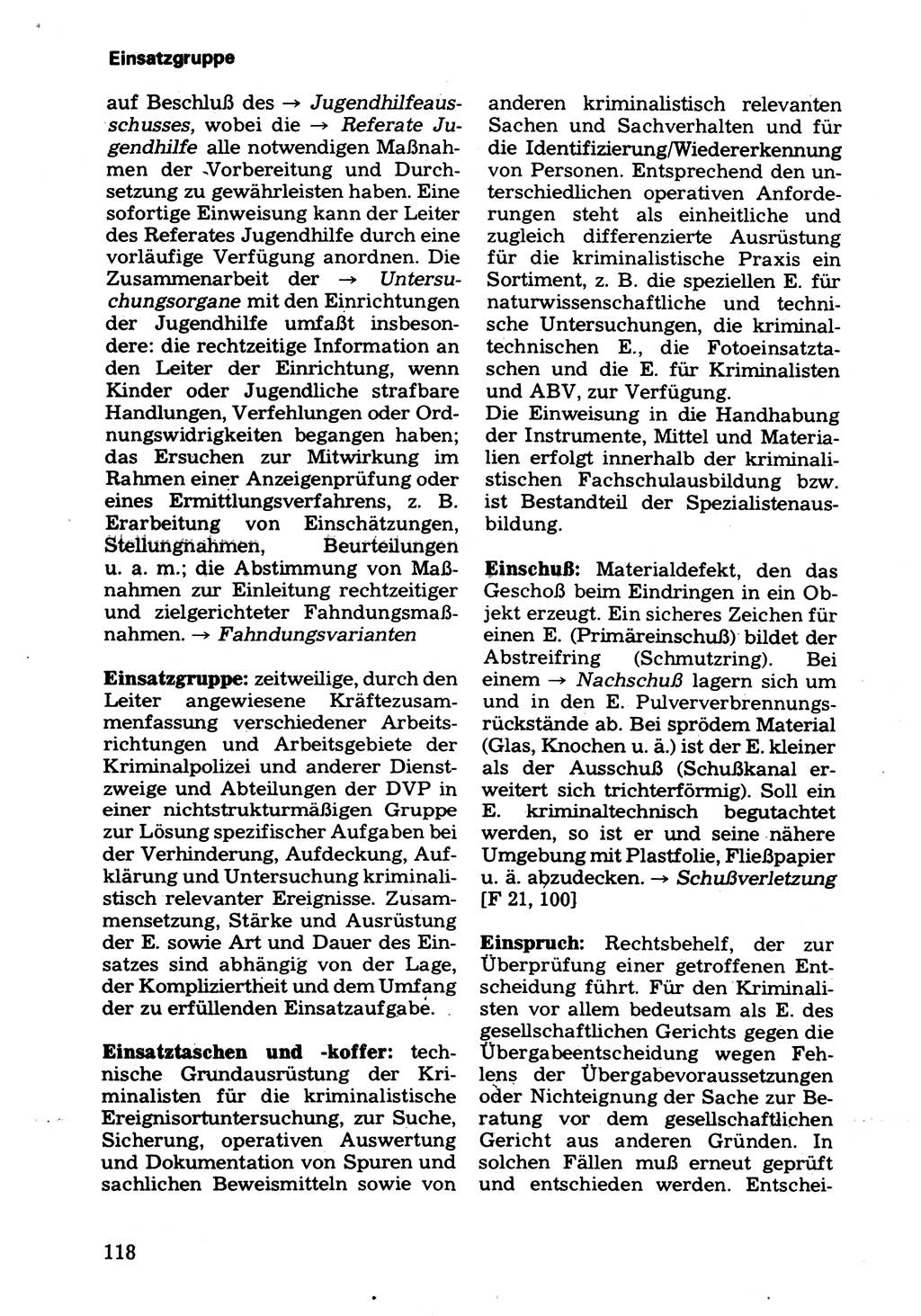 Wörterbuch der sozialistischen Kriminalistik [Deutsche Demokratische Republik (DDR)] 1981, Seite 118 (Wb. soz. Krim. DDR 1981, S. 118)