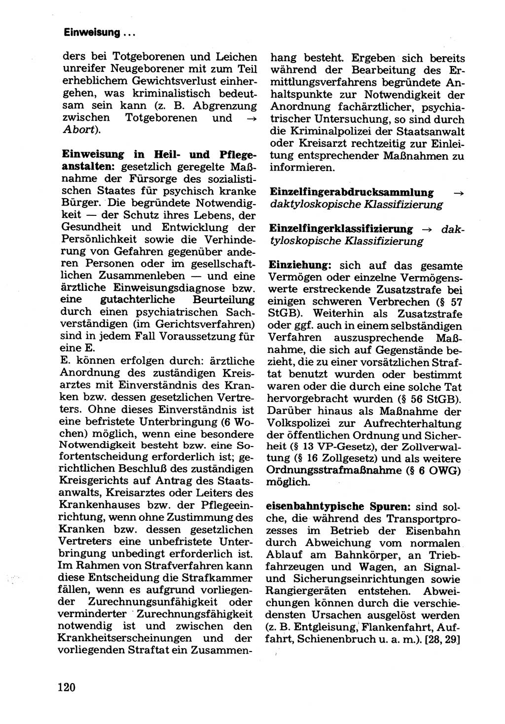 Wörterbuch der sozialistischen Kriminalistik [Deutsche Demokratische Republik (DDR)] 1981, Seite 120 (Wb. soz. Krim. DDR 1981, S. 120)