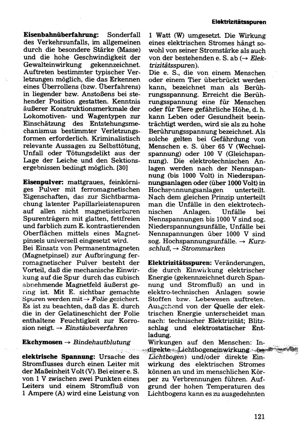 Wörterbuch der sozialistischen Kriminalistik [Deutsche Demokratische Republik (DDR)] 1981, Seite 121 (Wb. soz. Krim. DDR 1981, S. 121)