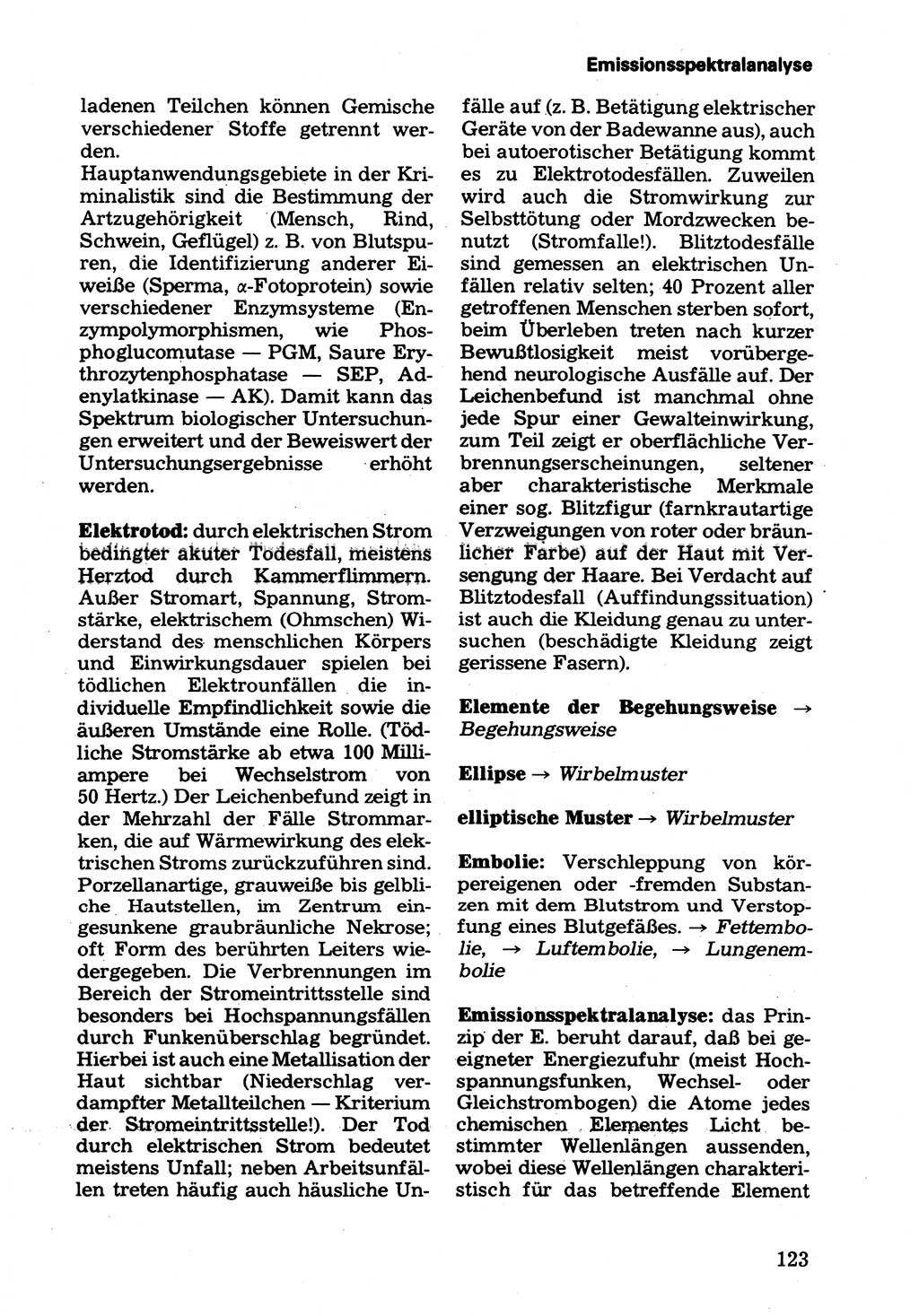 Wörterbuch der sozialistischen Kriminalistik [Deutsche Demokratische Republik (DDR)] 1981, Seite 123 (Wb. soz. Krim. DDR 1981, S. 123)
