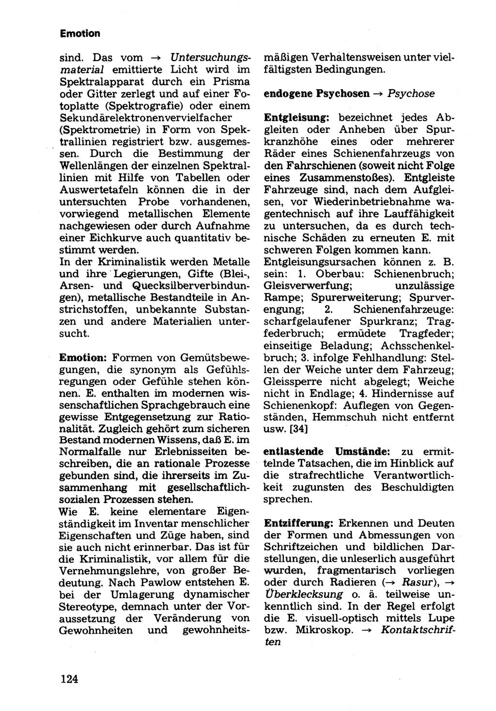 Wörterbuch der sozialistischen Kriminalistik [Deutsche Demokratische Republik (DDR)] 1981, Seite 124 (Wb. soz. Krim. DDR 1981, S. 124)