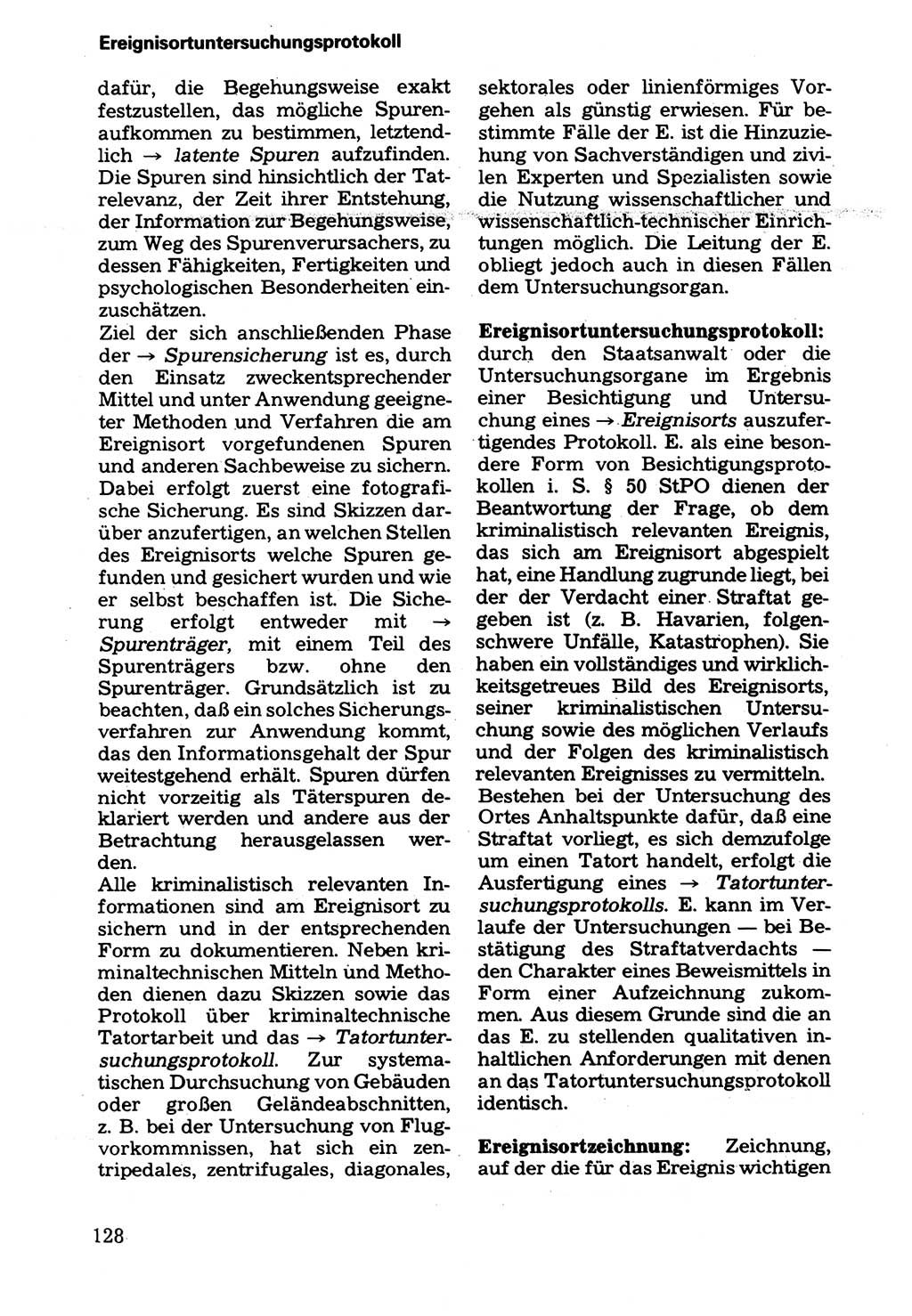 Wörterbuch der sozialistischen Kriminalistik [Deutsche Demokratische Republik (DDR)] 1981, Seite 128 (Wb. soz. Krim. DDR 1981, S. 128)