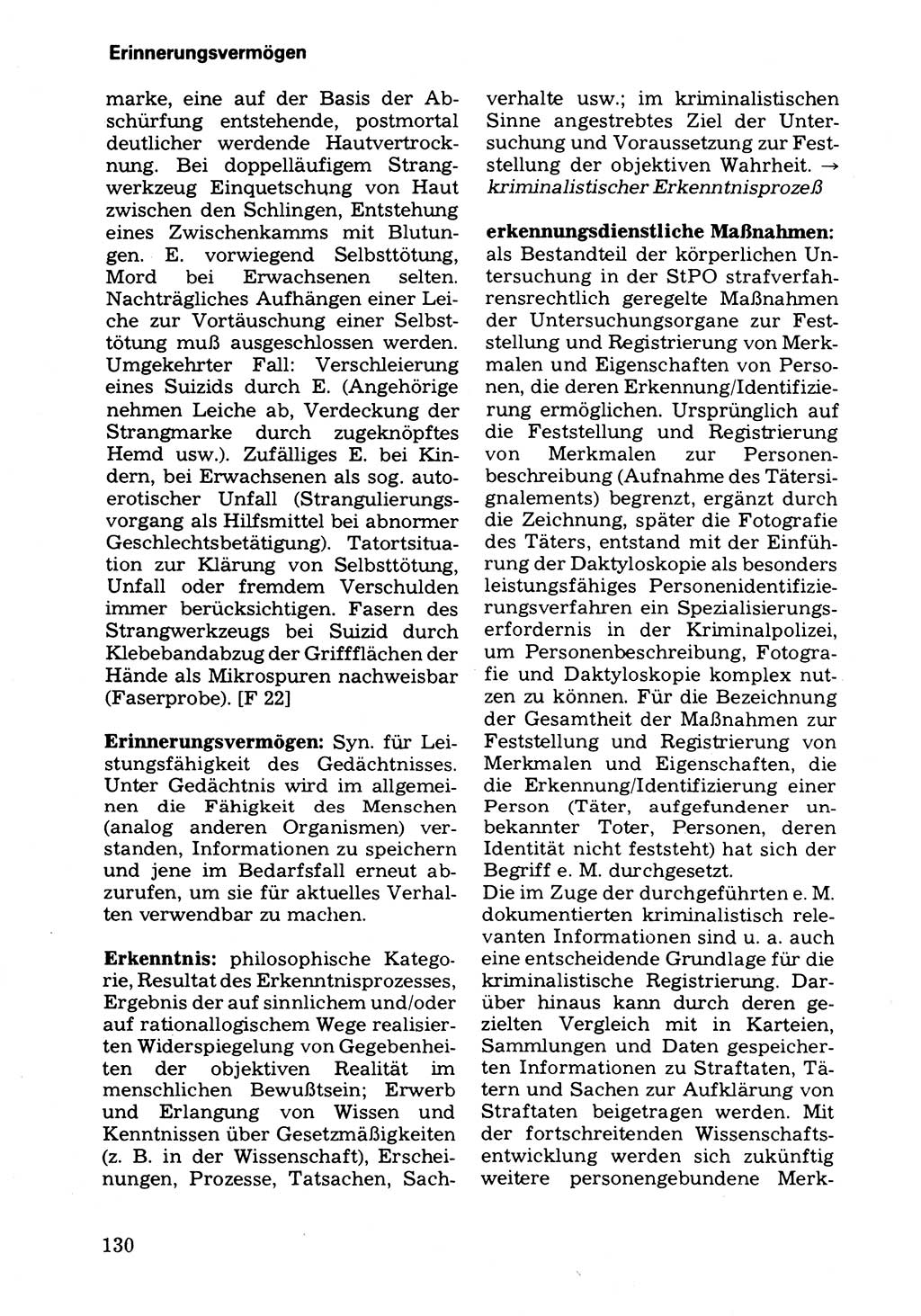 Wörterbuch der sozialistischen Kriminalistik [Deutsche Demokratische Republik (DDR)] 1981, Seite 130 (Wb. soz. Krim. DDR 1981, S. 130)