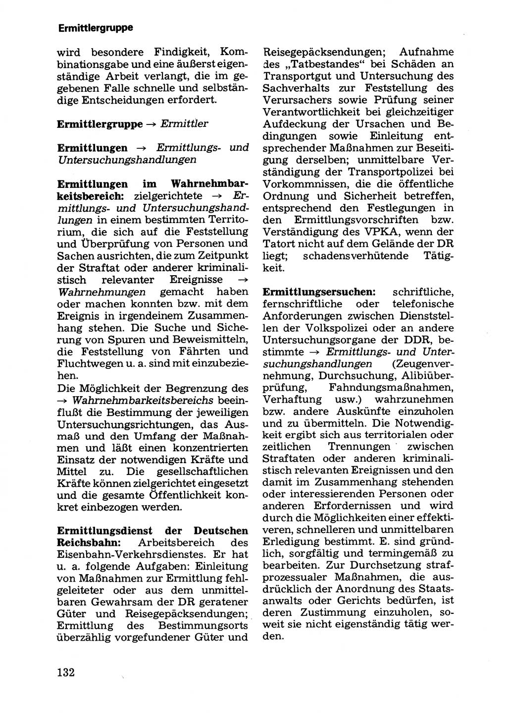 Wörterbuch der sozialistischen Kriminalistik [Deutsche Demokratische Republik (DDR)] 1981, Seite 132 (Wb. soz. Krim. DDR 1981, S. 132)