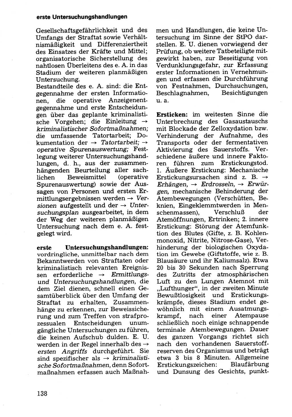 Wörterbuch der sozialistischen Kriminalistik [Deutsche Demokratische Republik (DDR)] 1981, Seite 138 (Wb. soz. Krim. DDR 1981, S. 138)