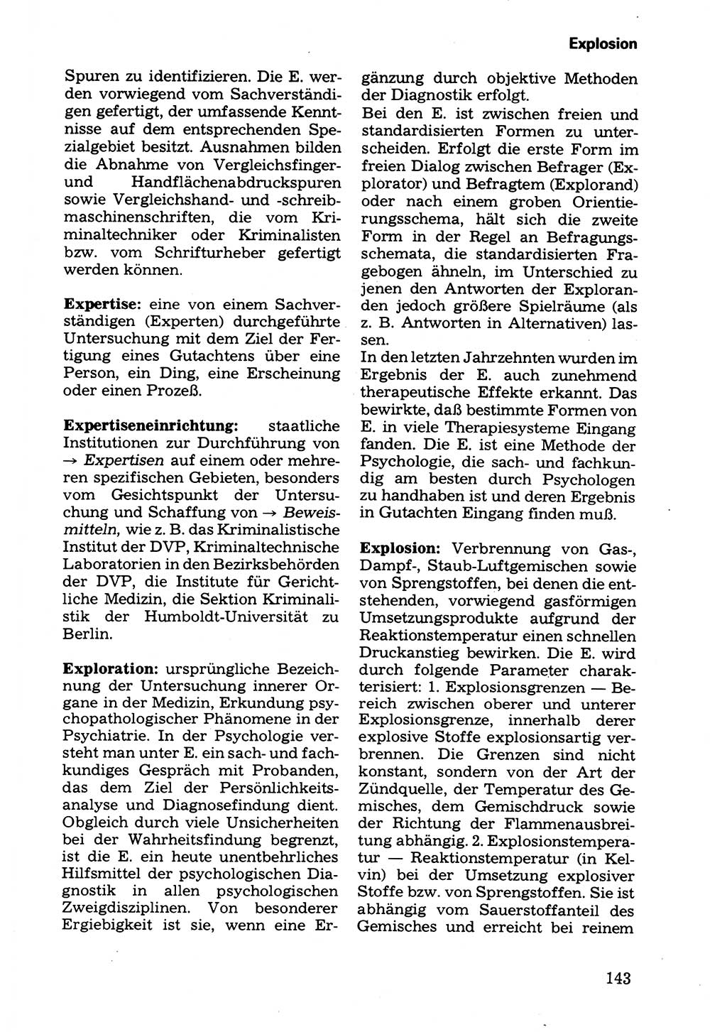 Wörterbuch der sozialistischen Kriminalistik [Deutsche Demokratische Republik (DDR)] 1981, Seite 143 (Wb. soz. Krim. DDR 1981, S. 143)