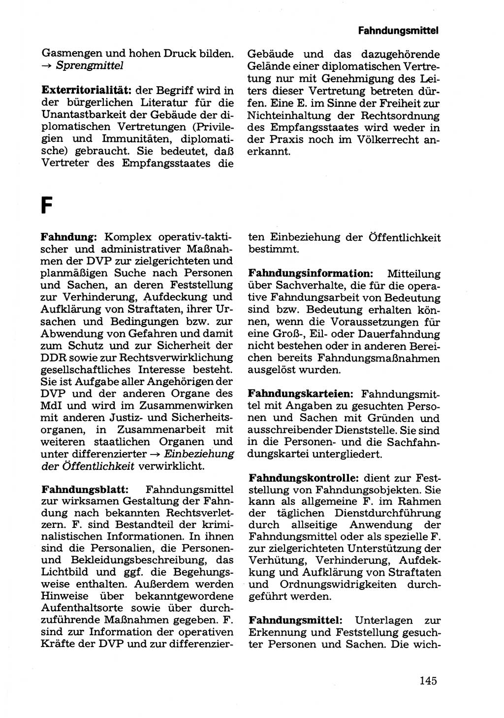 Wörterbuch der sozialistischen Kriminalistik [Deutsche Demokratische Republik (DDR)] 1981, Seite 145 (Wb. soz. Krim. DDR 1981, S. 145)