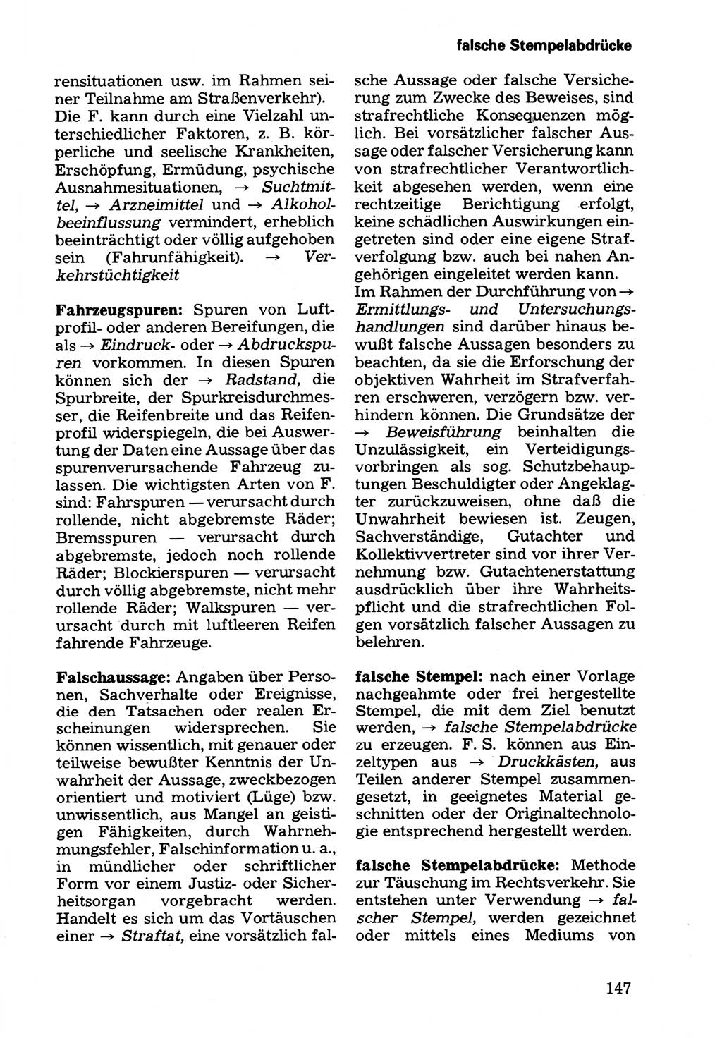 Wörterbuch der sozialistischen Kriminalistik [Deutsche Demokratische Republik (DDR)] 1981, Seite 147 (Wb. soz. Krim. DDR 1981, S. 147)