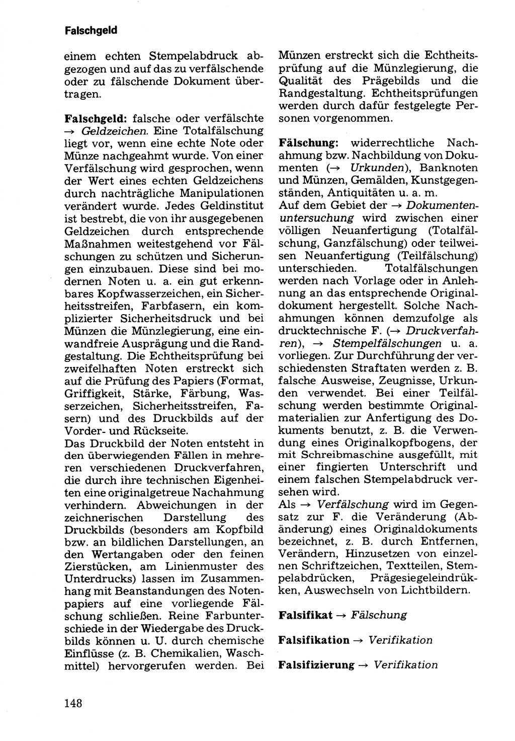 Wörterbuch der sozialistischen Kriminalistik [Deutsche Demokratische Republik (DDR)] 1981, Seite 148 (Wb. soz. Krim. DDR 1981, S. 148)