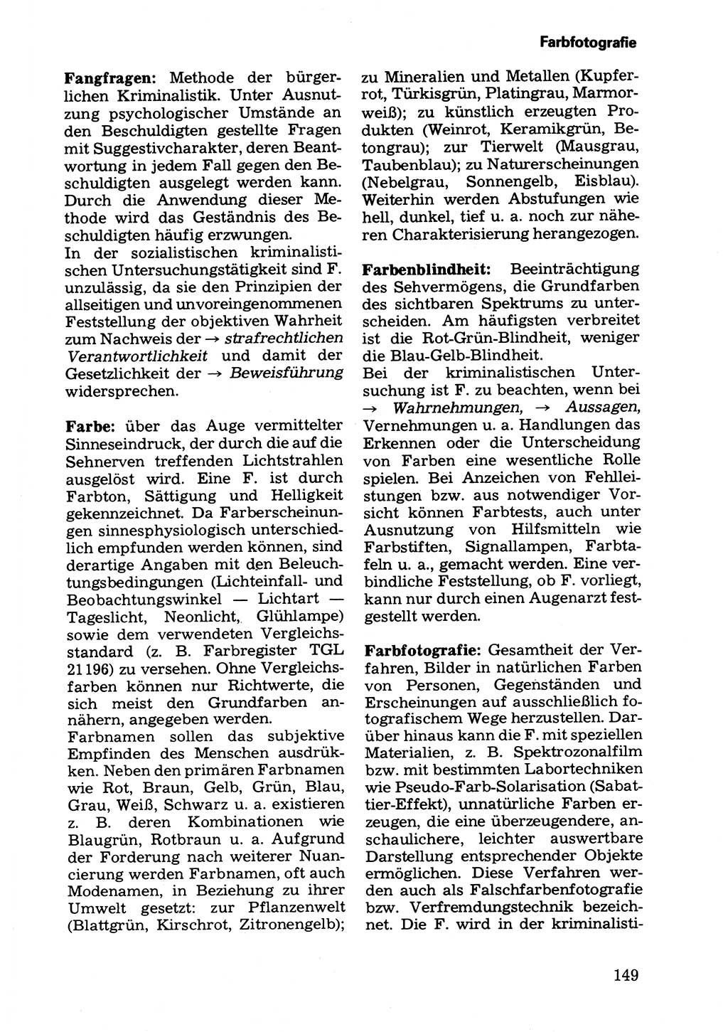 Wörterbuch der sozialistischen Kriminalistik [Deutsche Demokratische Republik (DDR)] 1981, Seite 149 (Wb. soz. Krim. DDR 1981, S. 149)
