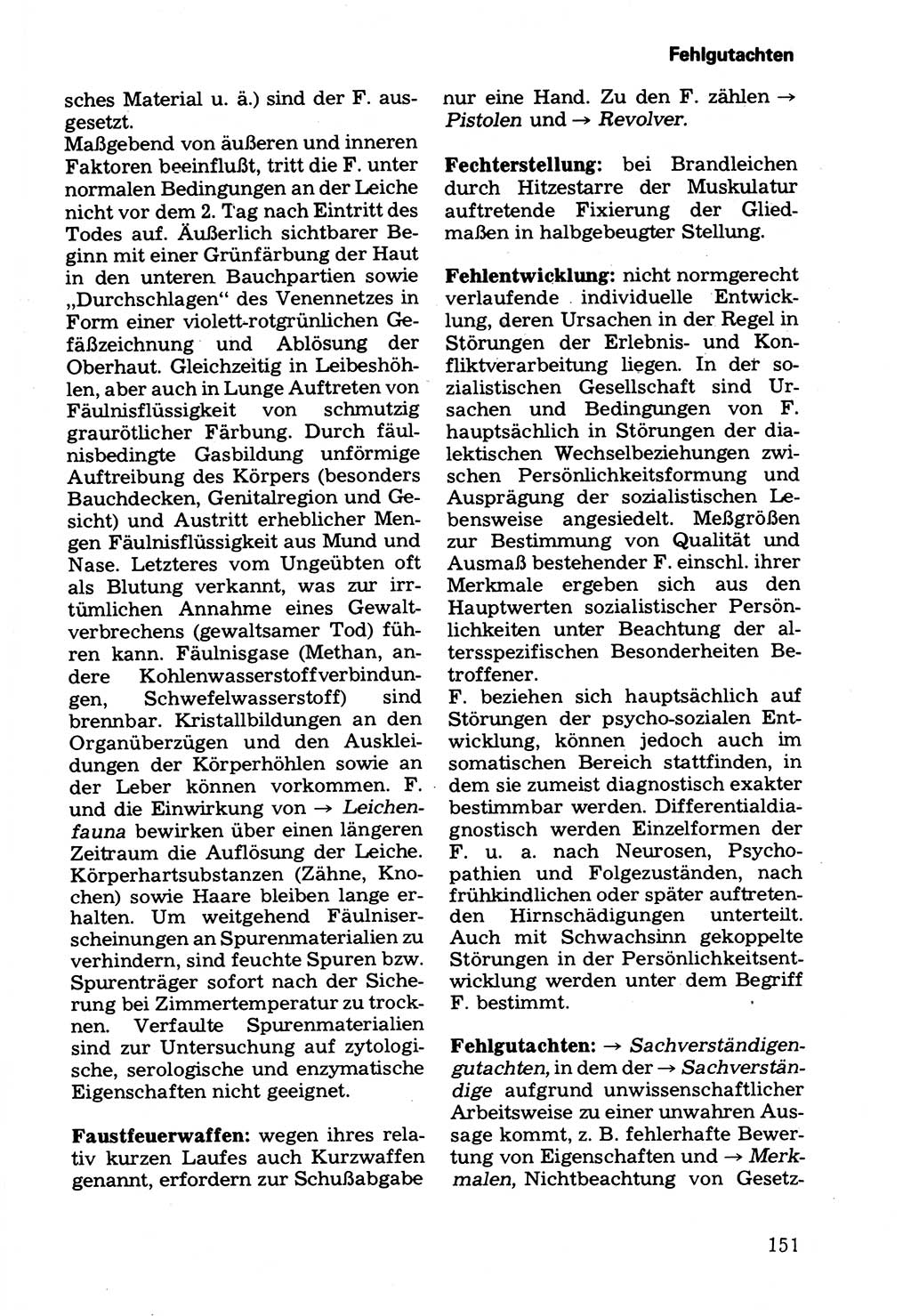 Wörterbuch der sozialistischen Kriminalistik [Deutsche Demokratische Republik (DDR)] 1981, Seite 151 (Wb. soz. Krim. DDR 1981, S. 151)