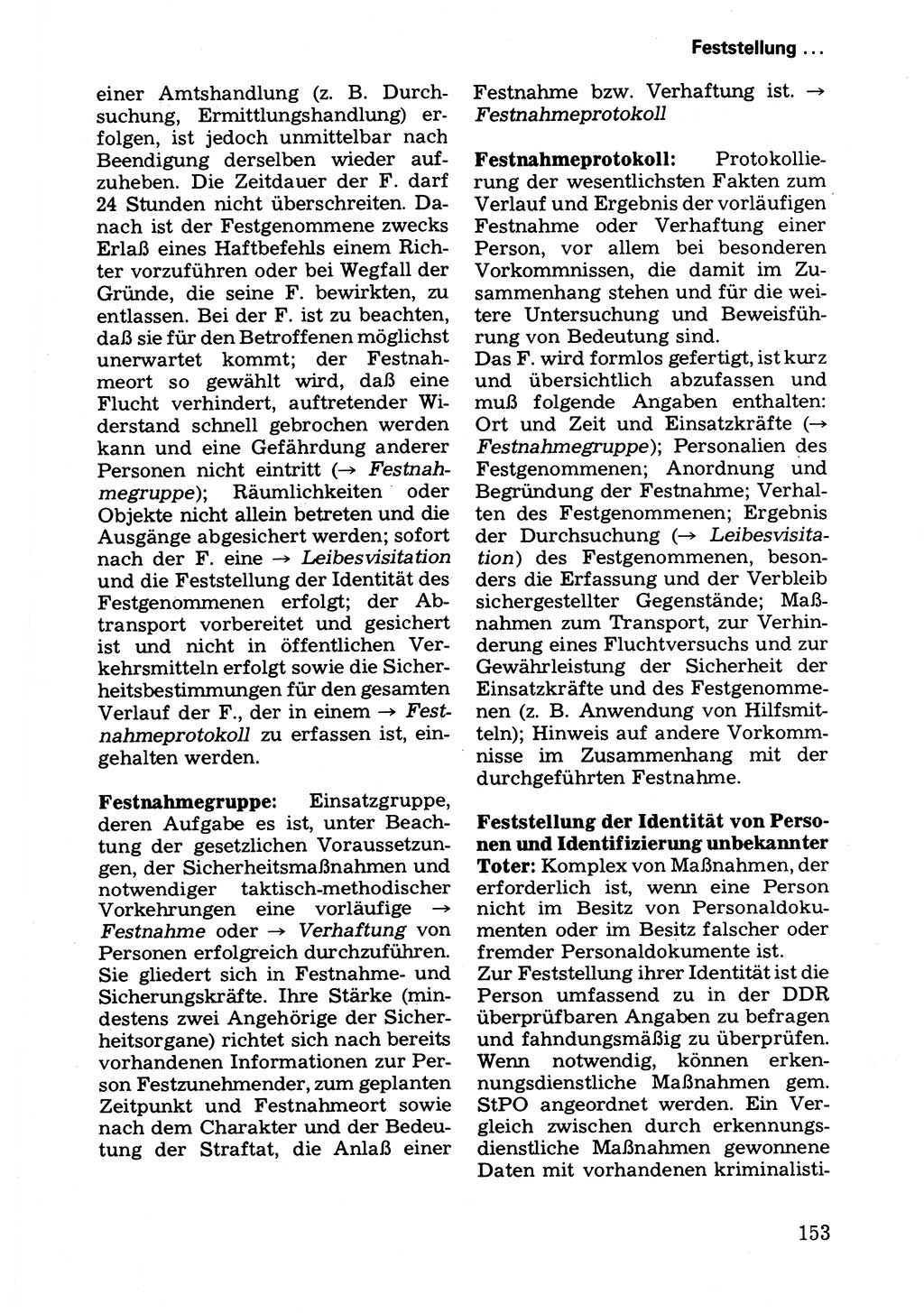 Wörterbuch der sozialistischen Kriminalistik [Deutsche Demokratische Republik (DDR)] 1981, Seite 153 (Wb. soz. Krim. DDR 1981, S. 153)