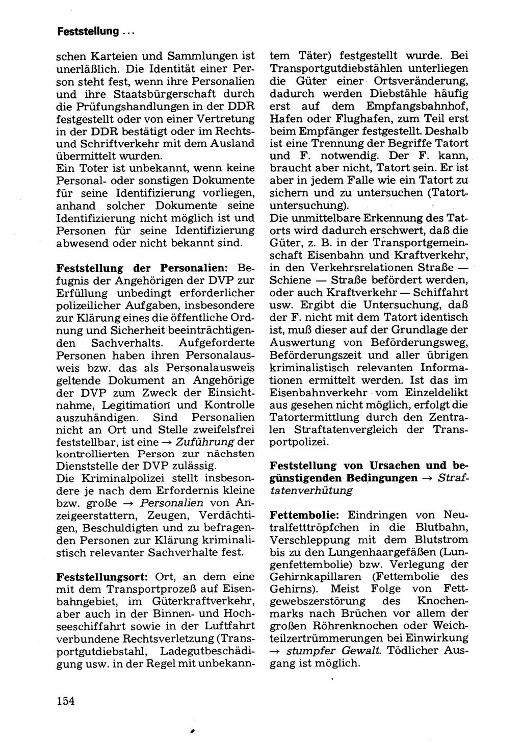 Wörterbuch der sozialistischen Kriminalistik [Deutsche Demokratische Republik (DDR)] 1981, Seite 154 (Wb. soz. Krim. DDR 1981, S. 154)