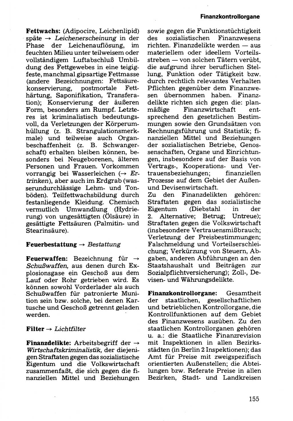 Wörterbuch der sozialistischen Kriminalistik [Deutsche Demokratische Republik (DDR)] 1981, Seite 155 (Wb. soz. Krim. DDR 1981, S. 155)