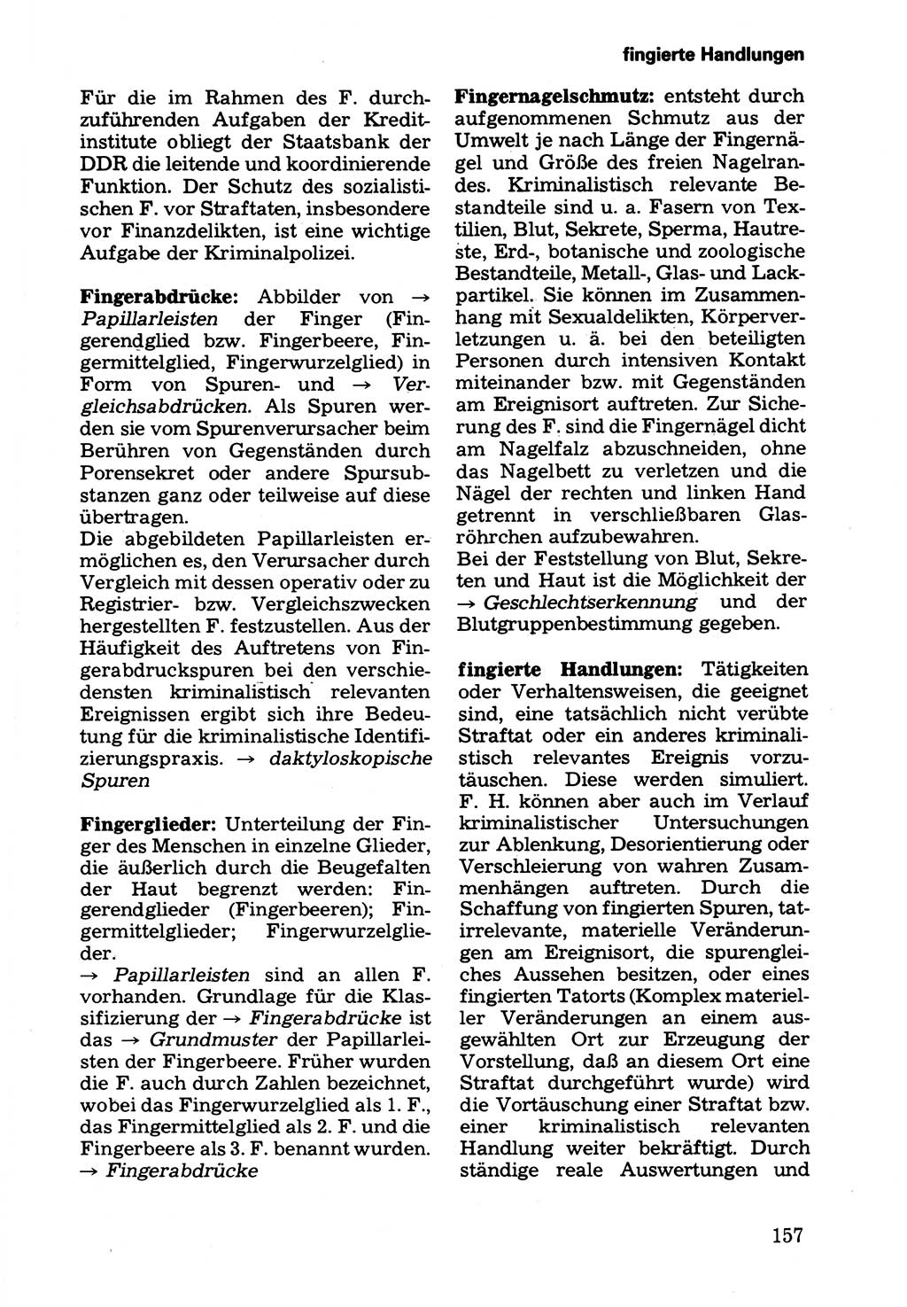 Wörterbuch der sozialistischen Kriminalistik [Deutsche Demokratische Republik (DDR)] 1981, Seite 157 (Wb. soz. Krim. DDR 1981, S. 157)