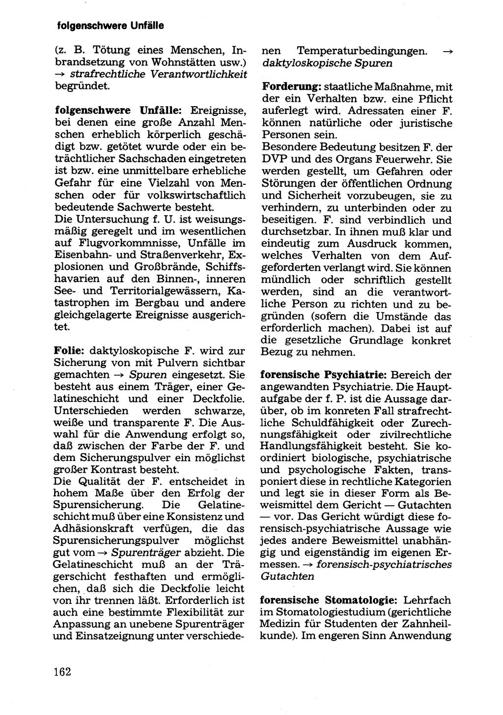 Wörterbuch der sozialistischen Kriminalistik [Deutsche Demokratische Republik (DDR)] 1981, Seite 162 (Wb. soz. Krim. DDR 1981, S. 162)