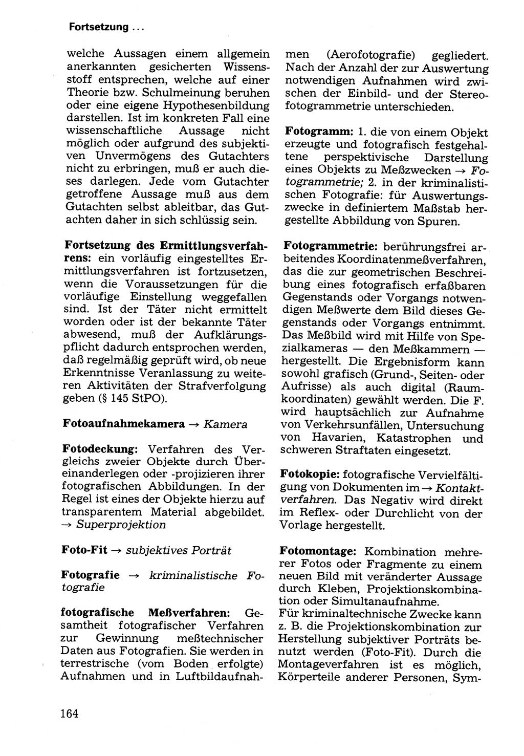 Wörterbuch der sozialistischen Kriminalistik [Deutsche Demokratische Republik (DDR)] 1981, Seite 164 (Wb. soz. Krim. DDR 1981, S. 164)