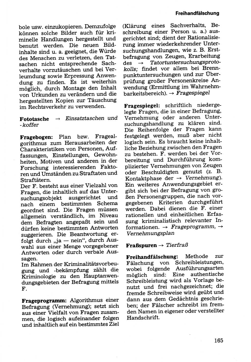 Wörterbuch der sozialistischen Kriminalistik [Deutsche Demokratische Republik (DDR)] 1981, Seite 165 (Wb. soz. Krim. DDR 1981, S. 165)