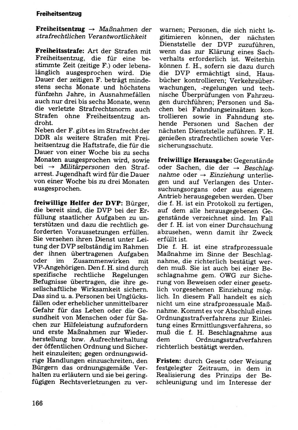 Wörterbuch der sozialistischen Kriminalistik [Deutsche Demokratische Republik (DDR)] 1981, Seite 166 (Wb. soz. Krim. DDR 1981, S. 166)
