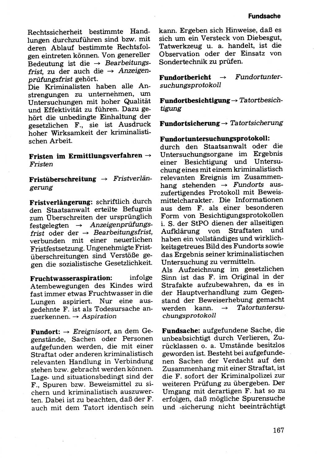 Wörterbuch der sozialistischen Kriminalistik [Deutsche Demokratische Republik (DDR)] 1981, Seite 167 (Wb. soz. Krim. DDR 1981, S. 167)