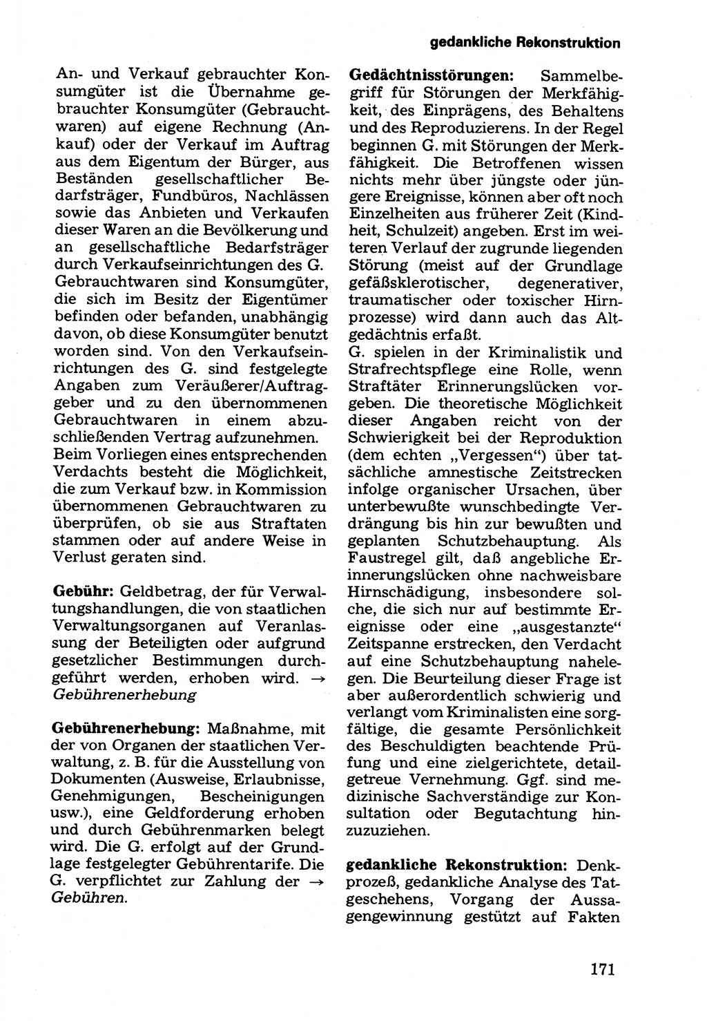 Wörterbuch der sozialistischen Kriminalistik [Deutsche Demokratische Republik (DDR)] 1981, Seite 171 (Wb. soz. Krim. DDR 1981, S. 171)