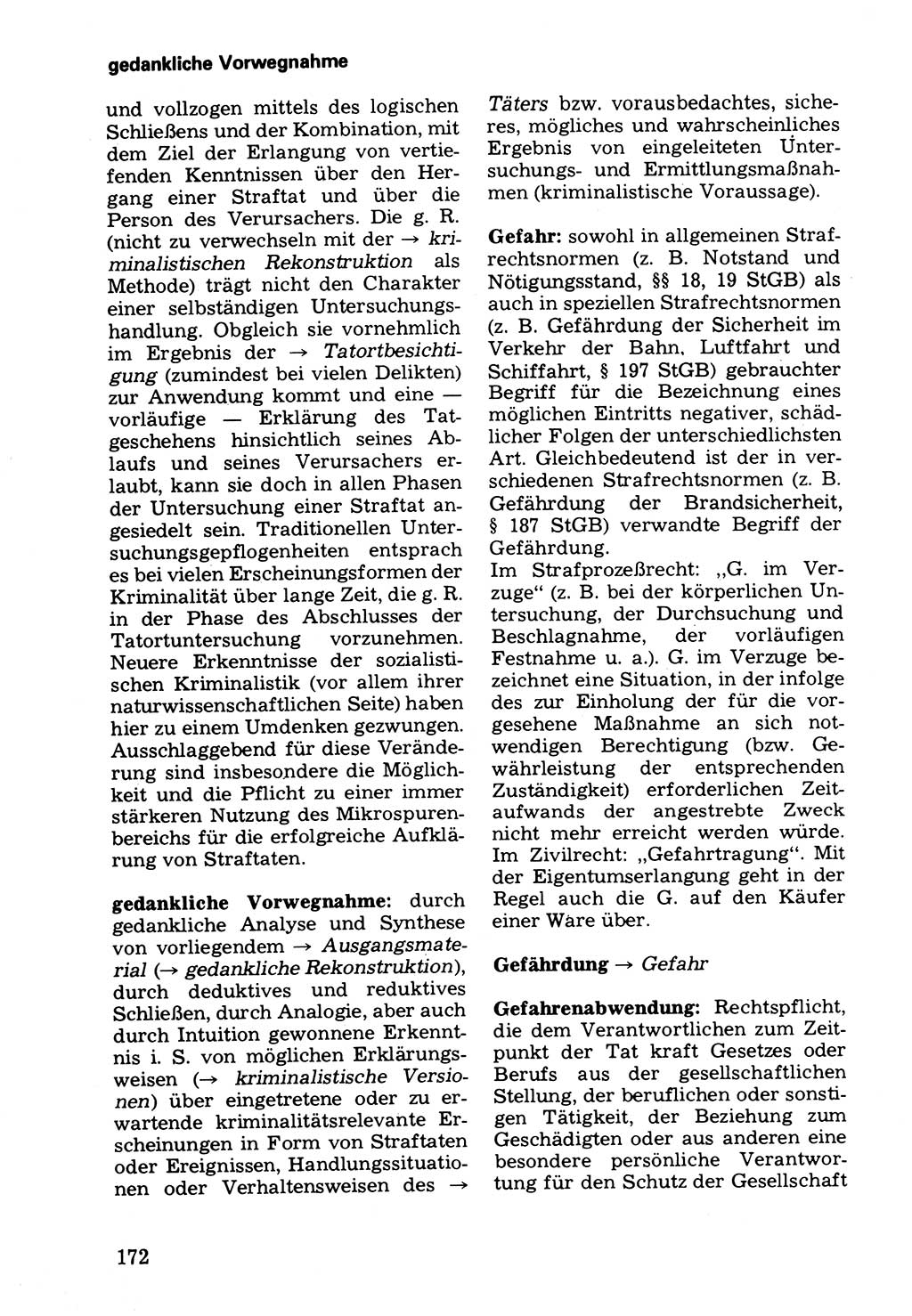 Wörterbuch der sozialistischen Kriminalistik [Deutsche Demokratische Republik (DDR)] 1981, Seite 172 (Wb. soz. Krim. DDR 1981, S. 172)