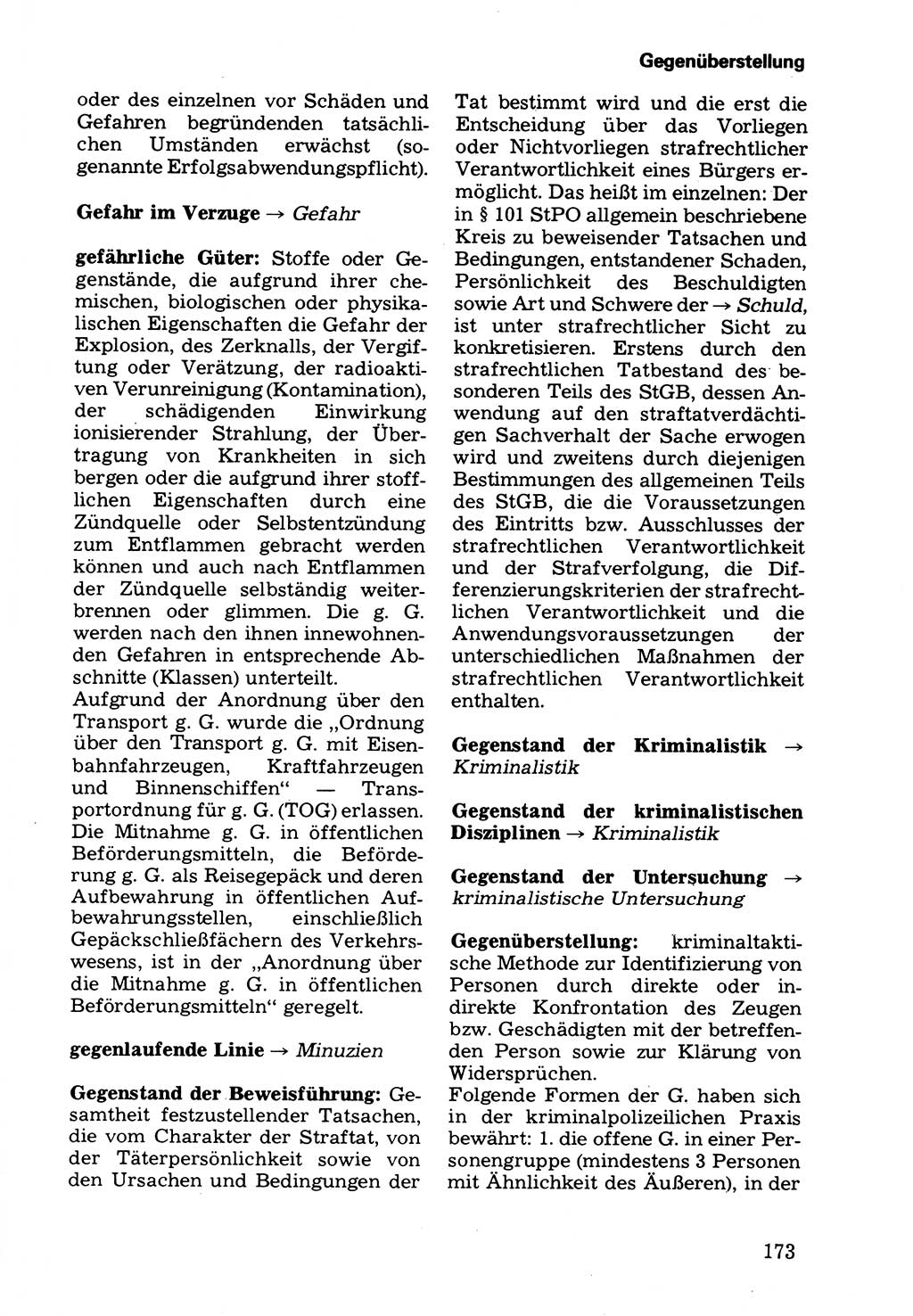 Wörterbuch der sozialistischen Kriminalistik [Deutsche Demokratische Republik (DDR)] 1981, Seite 173 (Wb. soz. Krim. DDR 1981, S. 173)