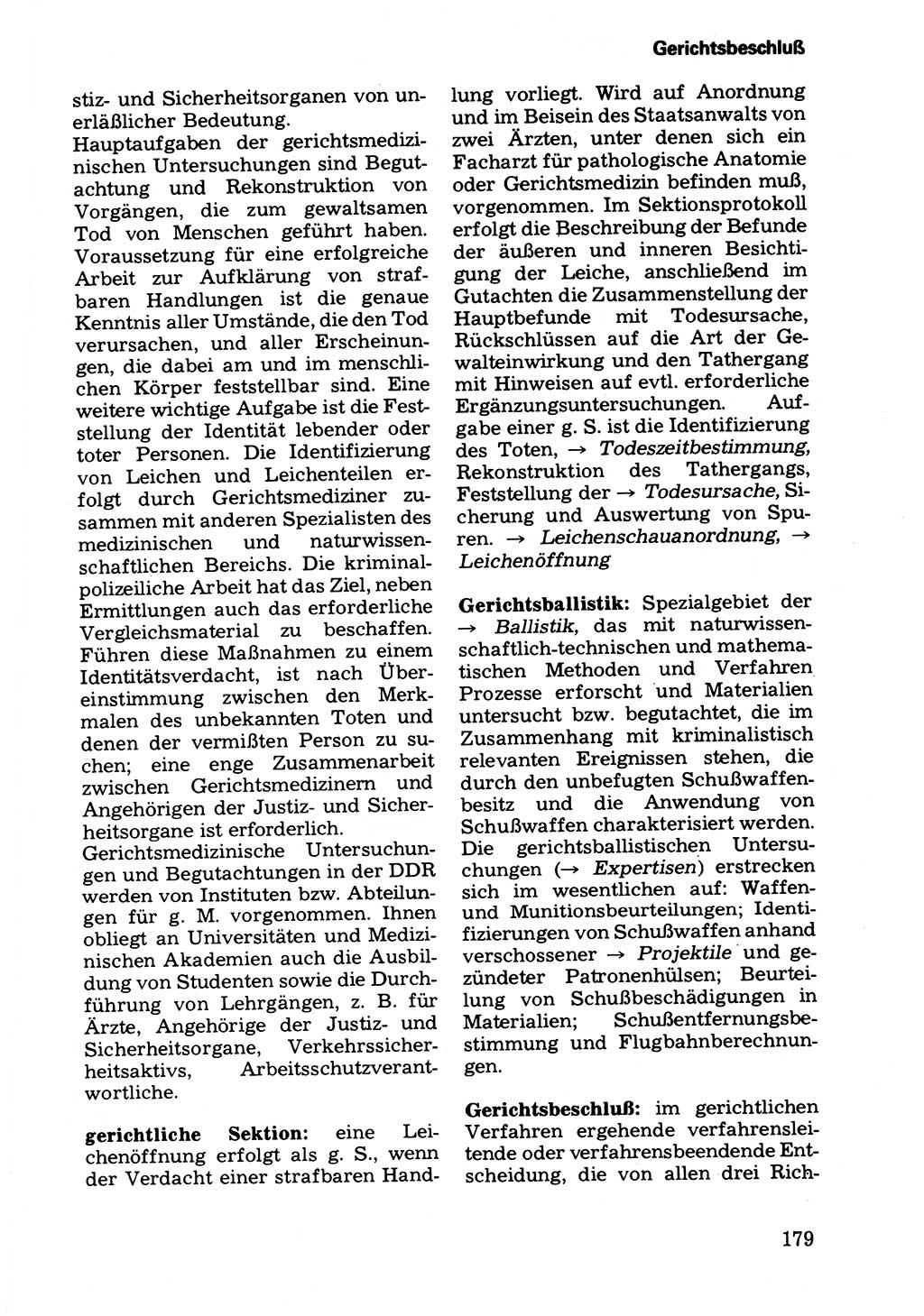 Wörterbuch der sozialistischen Kriminalistik [Deutsche Demokratische Republik (DDR)] 1981, Seite 179 (Wb. soz. Krim. DDR 1981, S. 179)