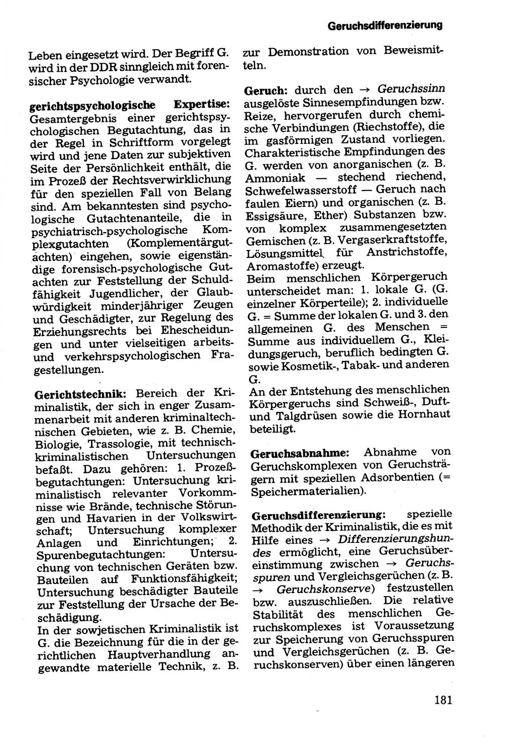 Wörterbuch der sozialistischen Kriminalistik [Deutsche Demokratische Republik (DDR)] 1981, Seite 181 (Wb. soz. Krim. DDR 1981, S. 181)