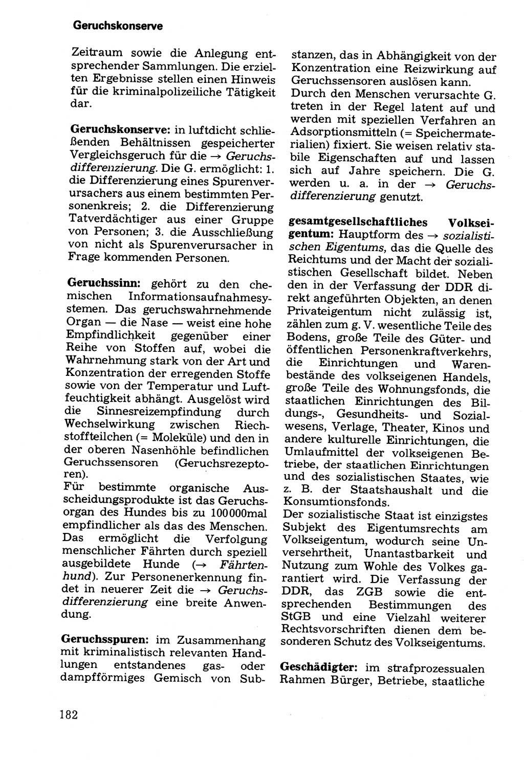 Wörterbuch der sozialistischen Kriminalistik [Deutsche Demokratische Republik (DDR)] 1981, Seite 182 (Wb. soz. Krim. DDR 1981, S. 182)